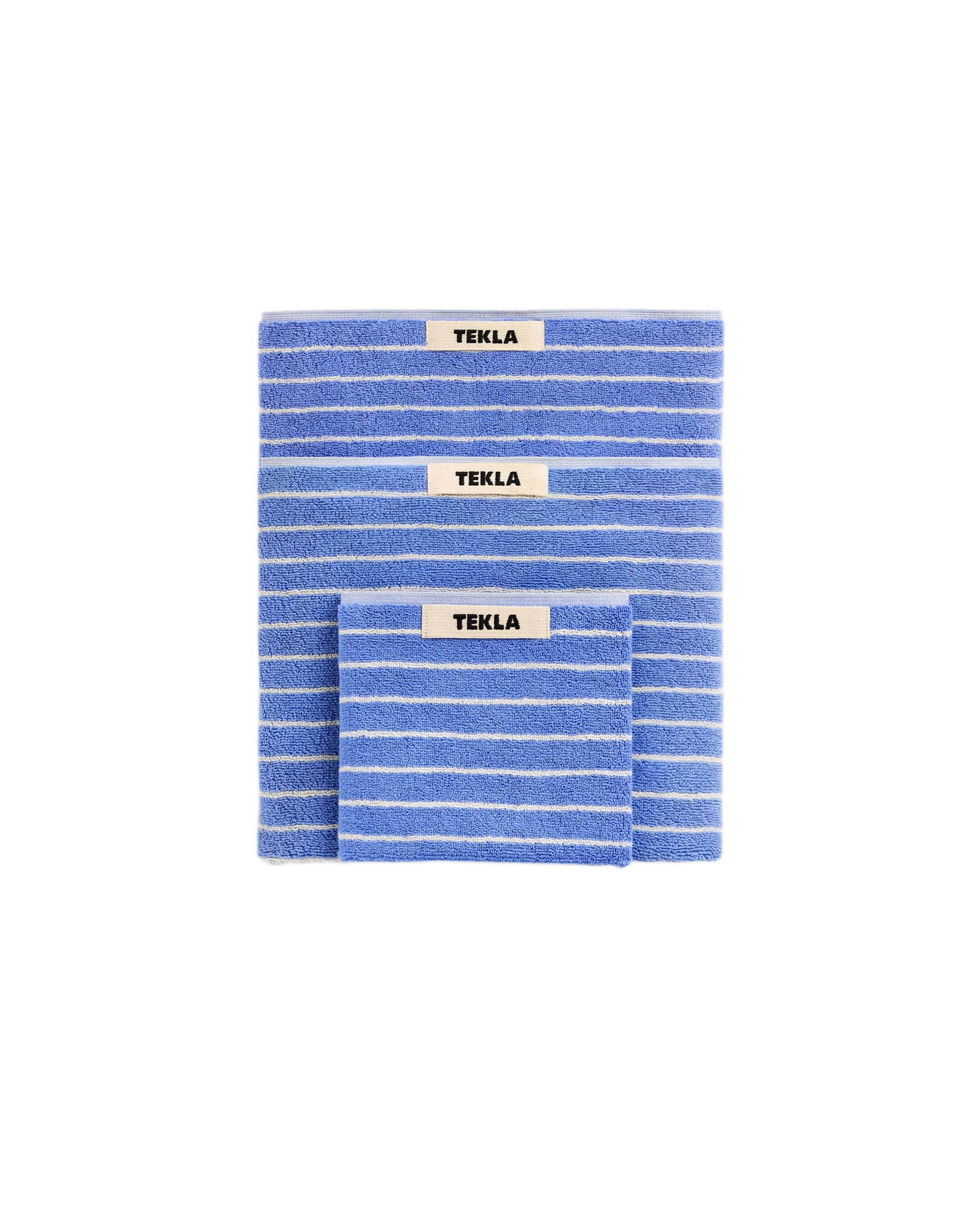 Tekla Terry Bath Towel Clear Blue Stripes