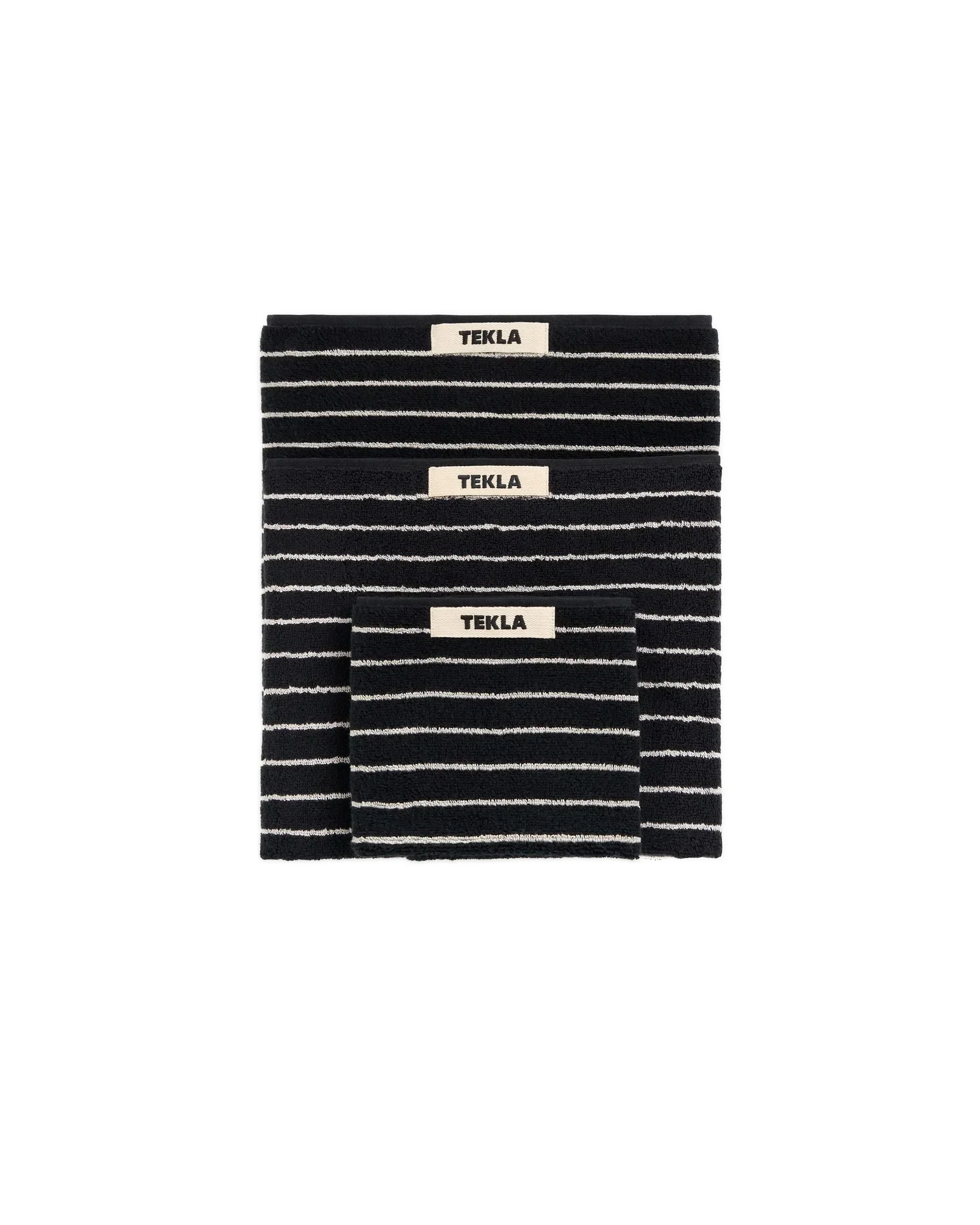 Tekla Terry Washcloth Black Stripes