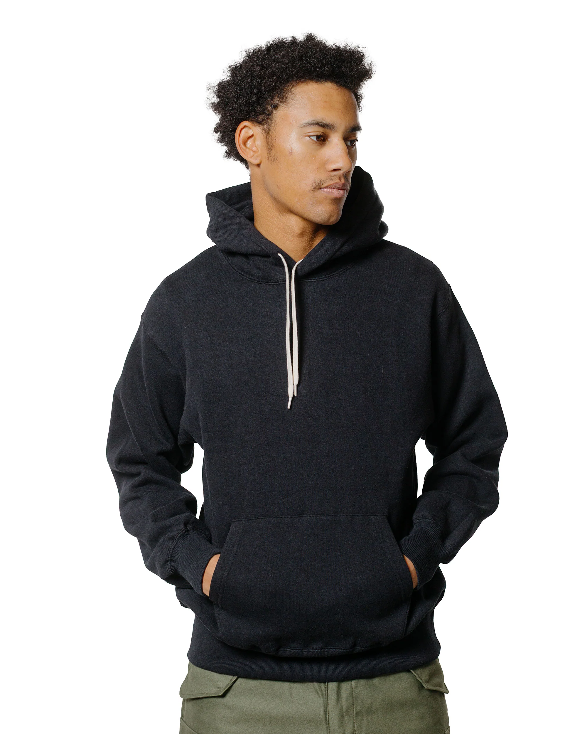 The Real McCoy’s MC24114 10 Oz. Loopwheel Hooded Sweatshirt Black - Image 2