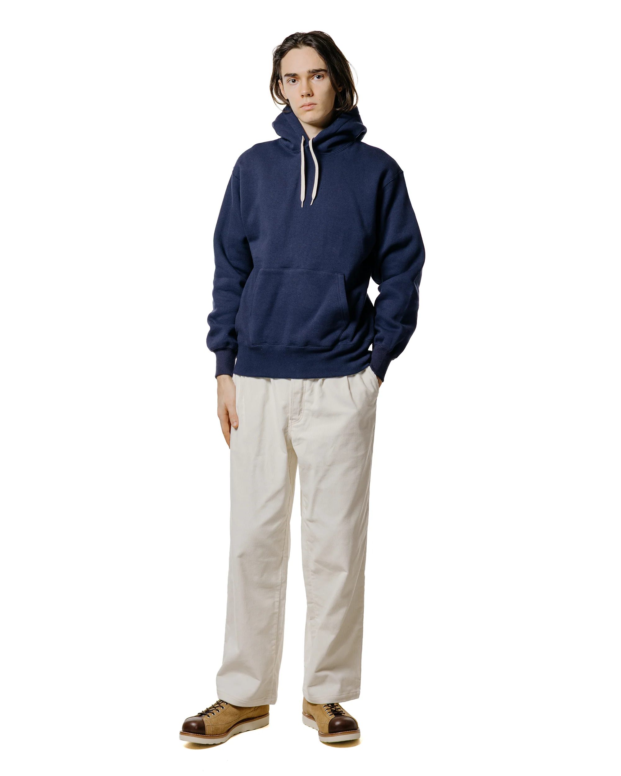The Real McCoy’s MC24114 10 Oz. Loopwheel Hooded Sweatshirt Navy - Image 4