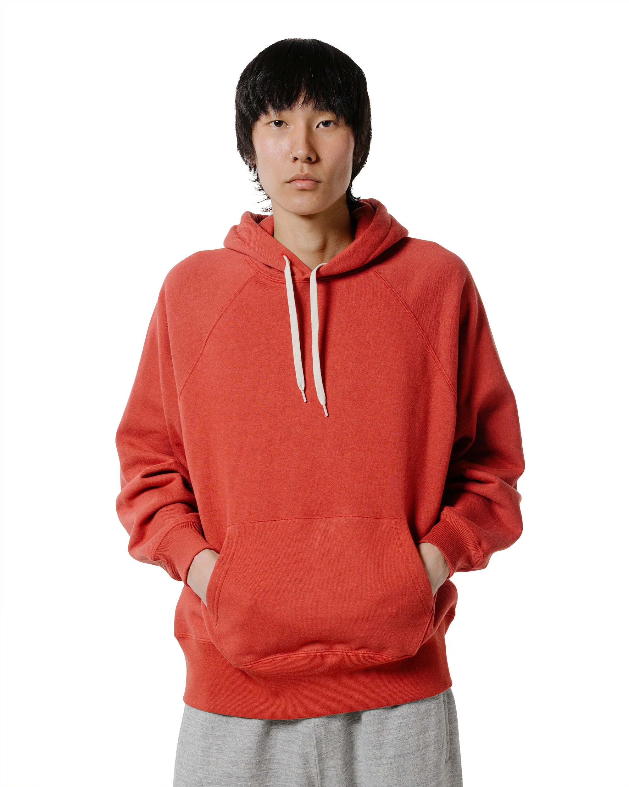 The Real McCoy’s MC24118 9 Oz. Loopwheel Raglan Hooded Sweatshirt Cherry - Image 2