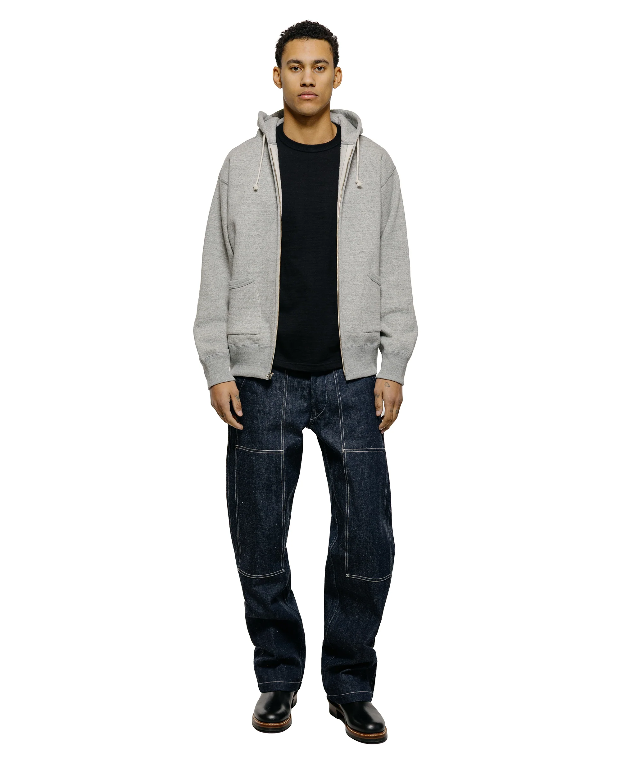 The Real McCoy’s MC25106 12 Oz. Ball Park F/Z Hooded Sweatshirt M.Gray - Image 4