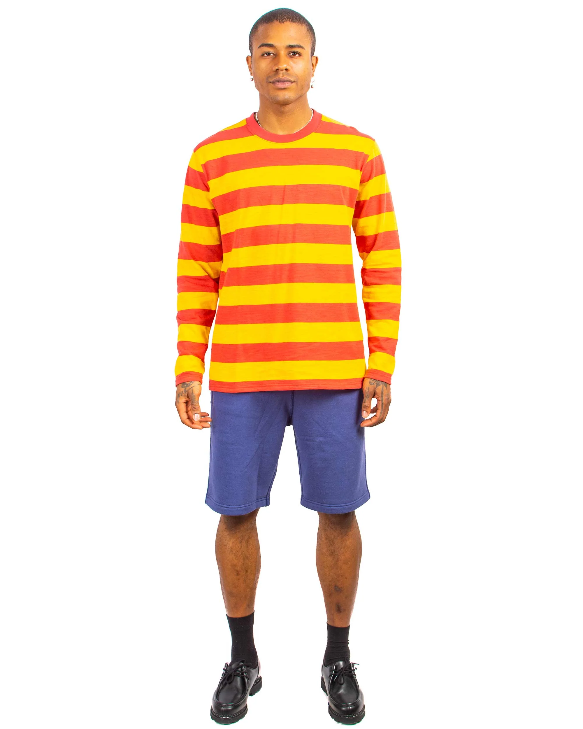 The Real McCoy's BC22005 Buco Stripe Tee L/S Salmon - Image 2