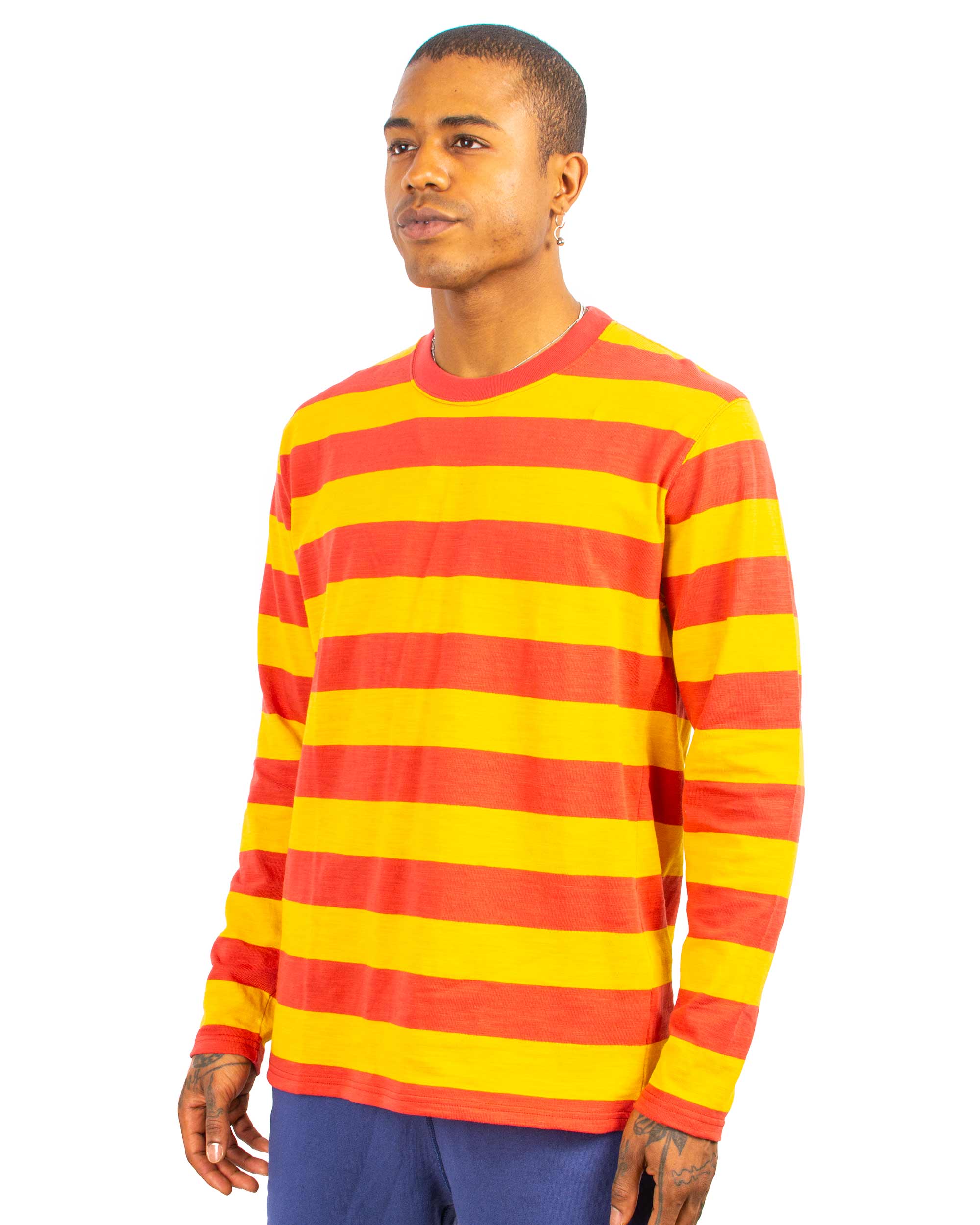 The Real McCoy's BC22005 Buco Stripe Tee L/S Salmon - Image 4