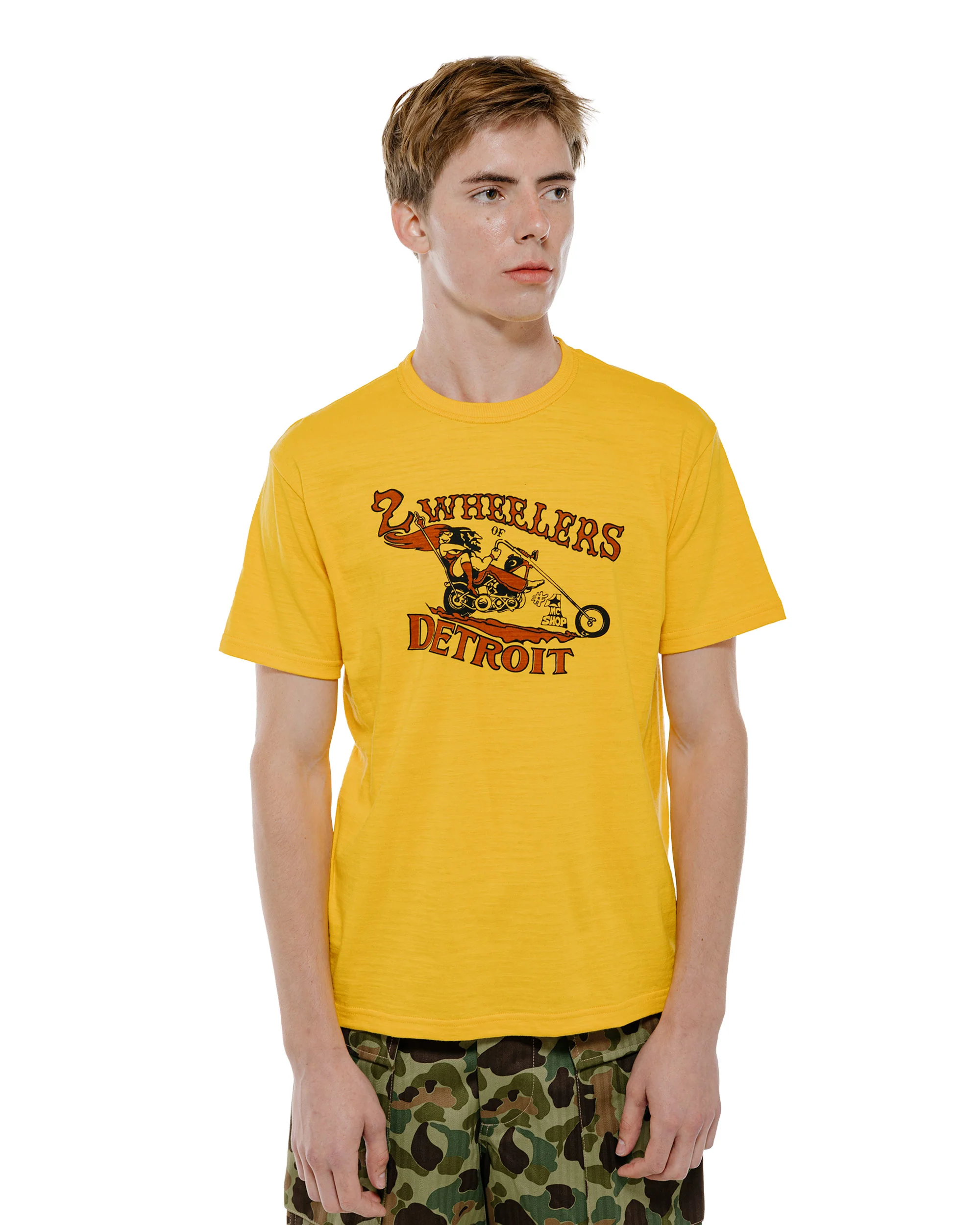 The Real McCoy's BC26009 Athletic T-Shirt / 2-Wheelers of Detroit Yellow - Image 2