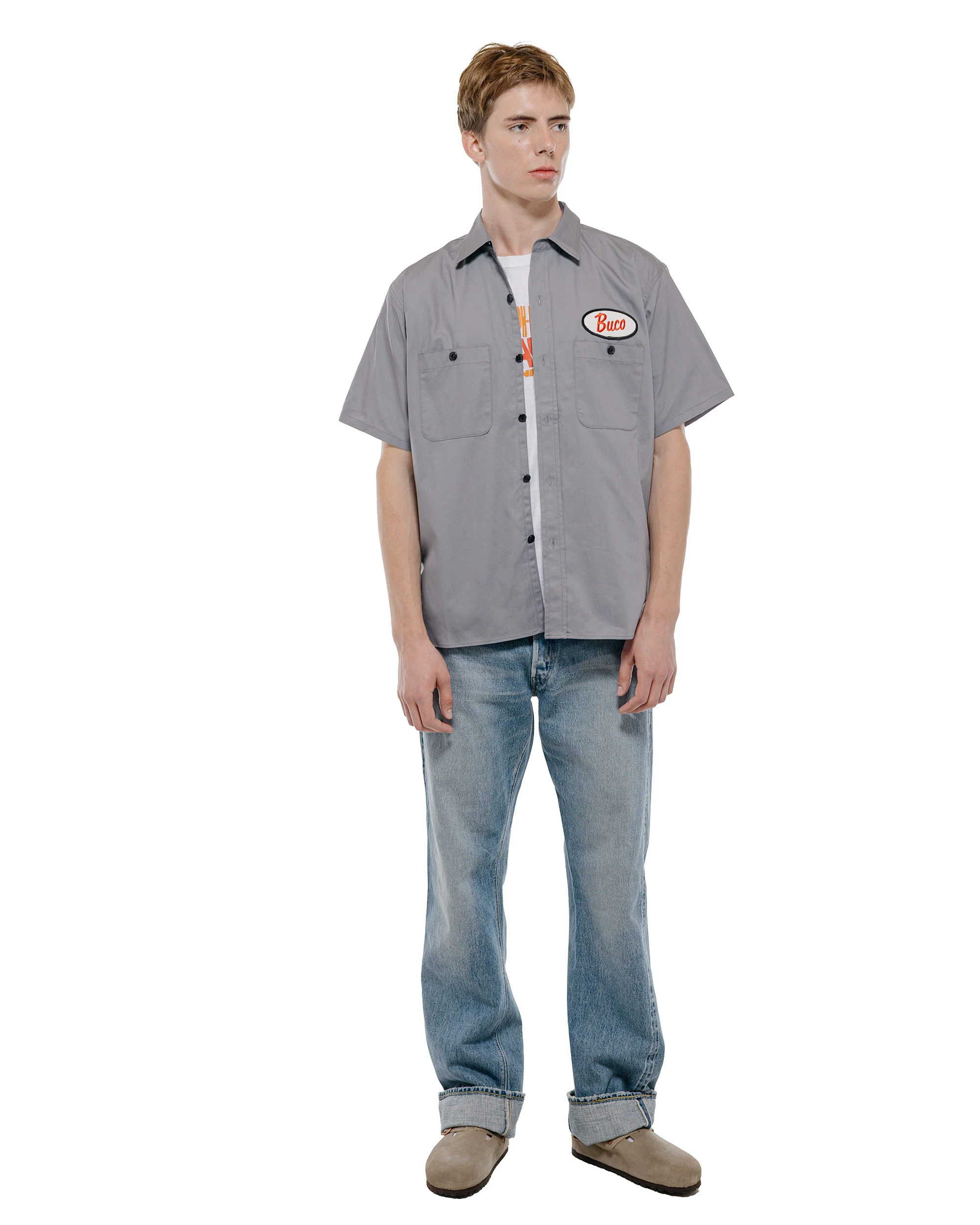 The Real McCoy's BS26001 Buco Workshirt S/S / Look At How Buco Did It! Cloud Gray - Image 5