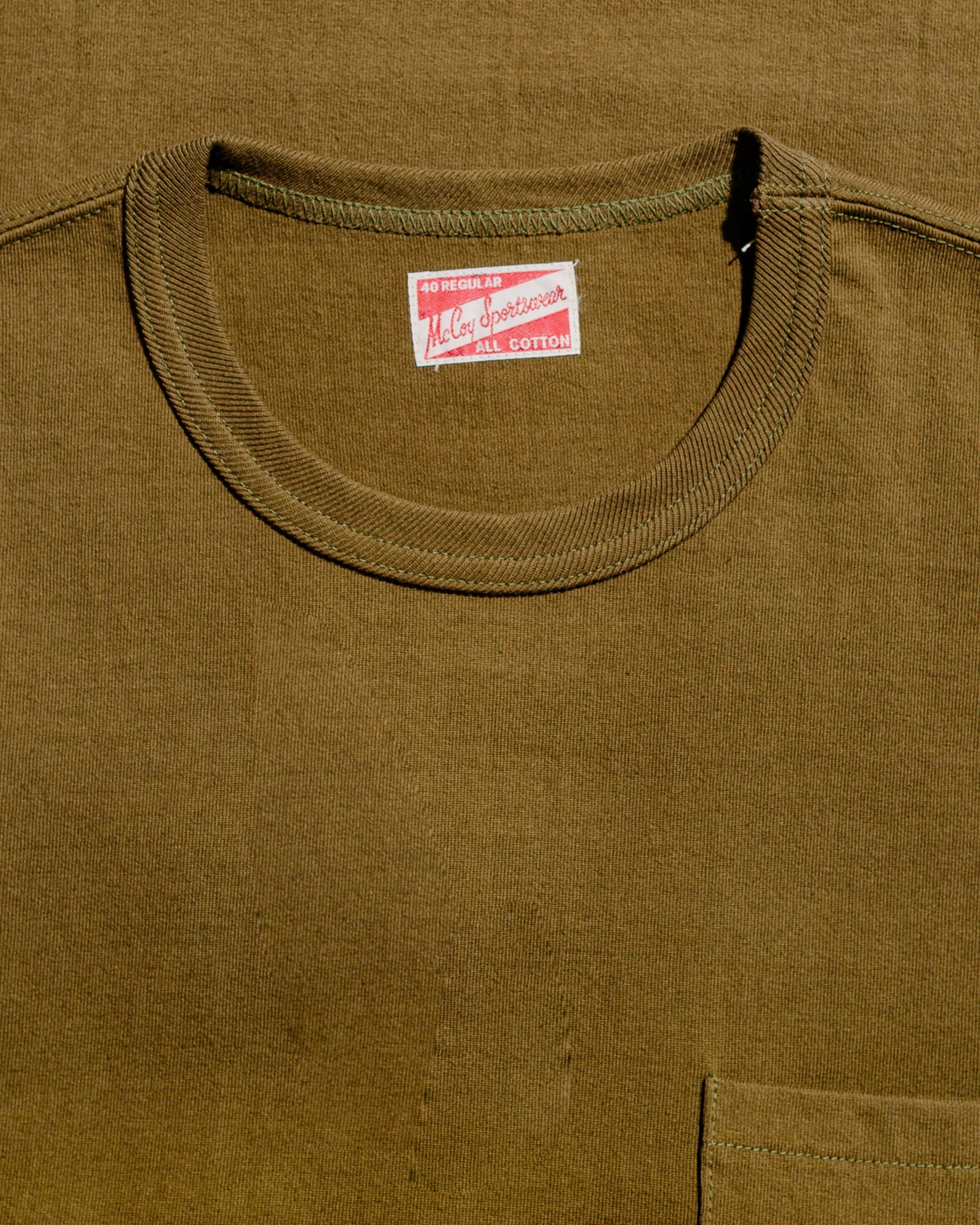 The Real McCoy's MC22006 Pocket Tee Olive - Image 4