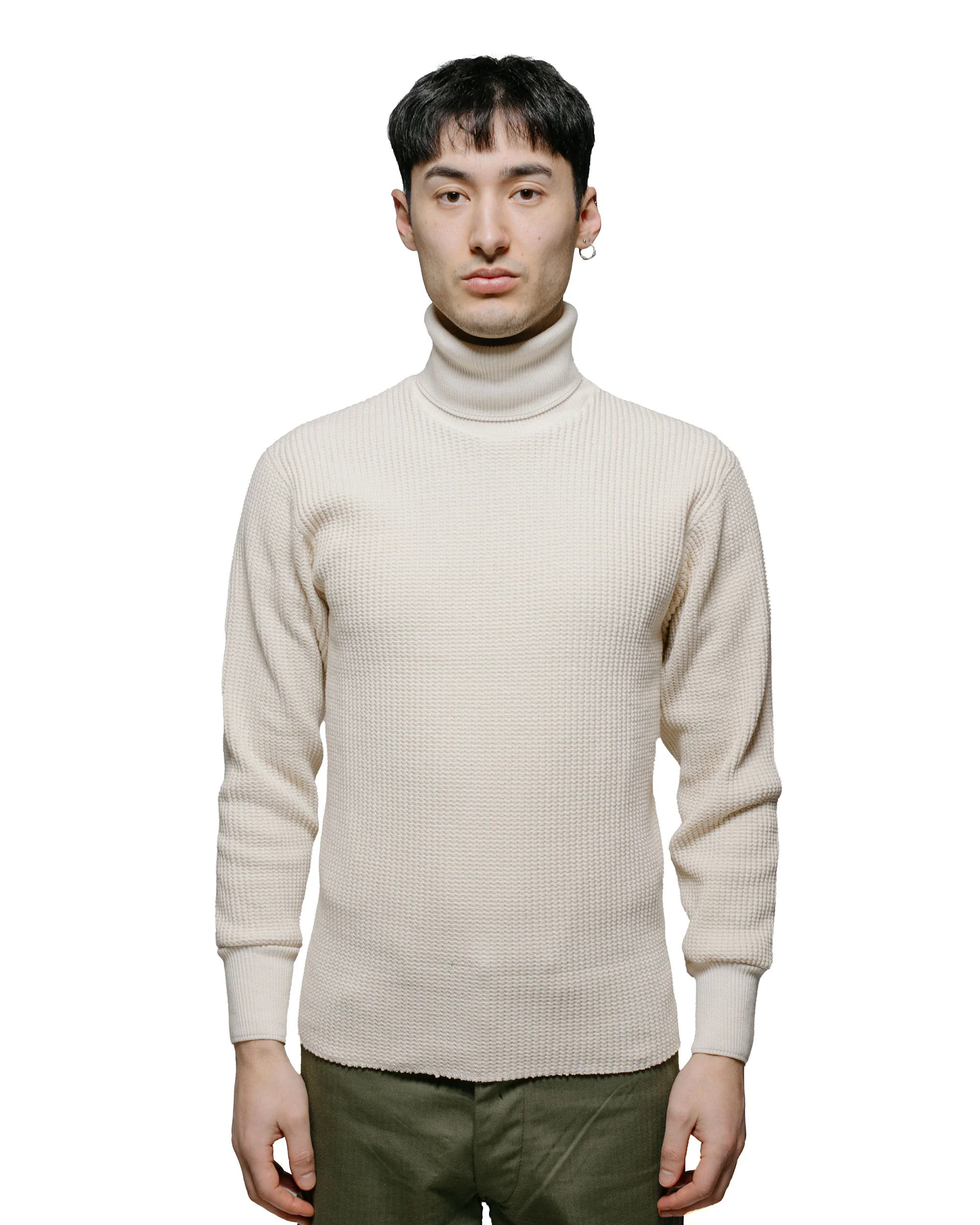 The Real McCoy's MC23110 High Neck Thermal Shirt Ecru - Image 2