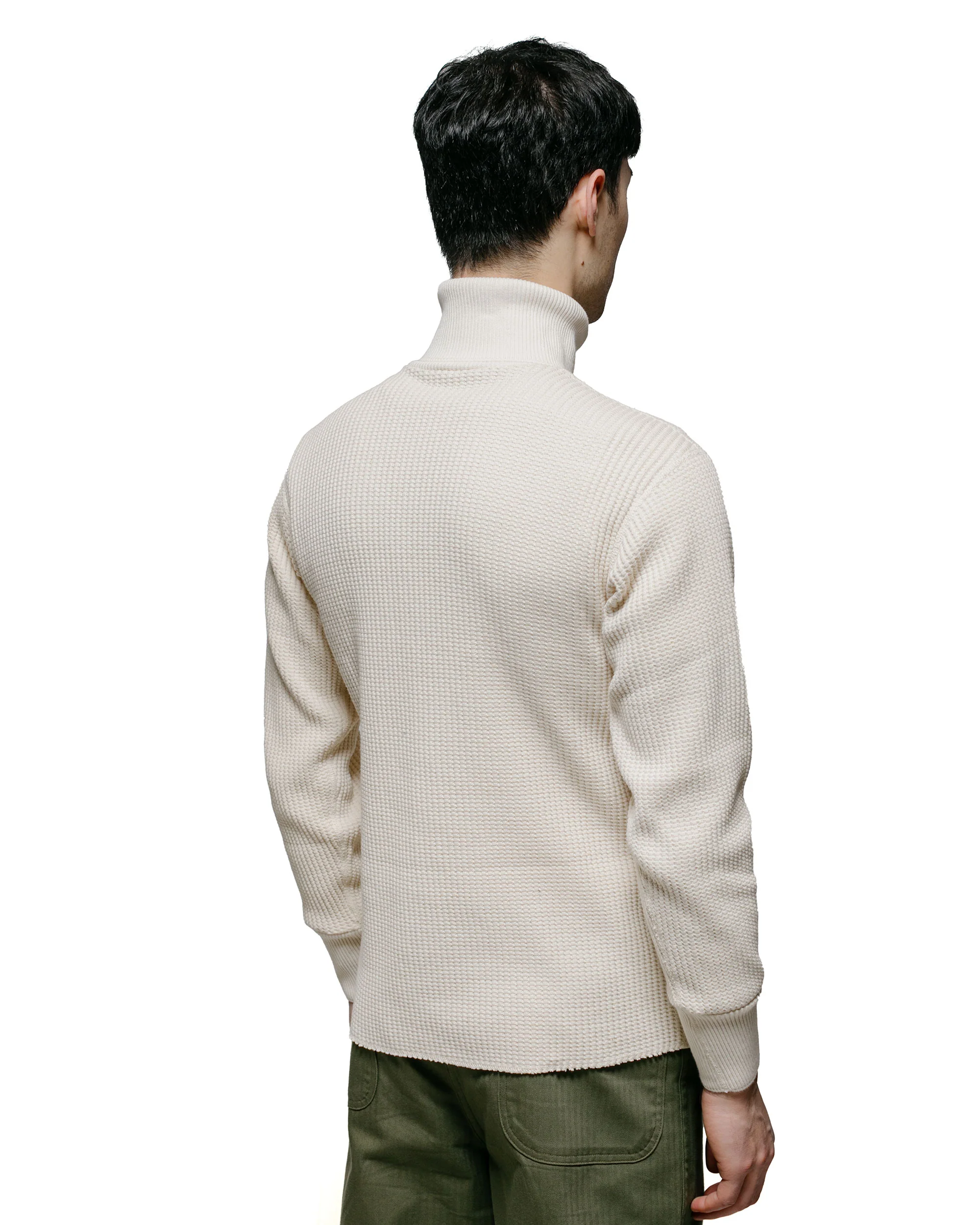 The Real McCoy's MC23110 High Neck Thermal Shirt Ecru - Image 3