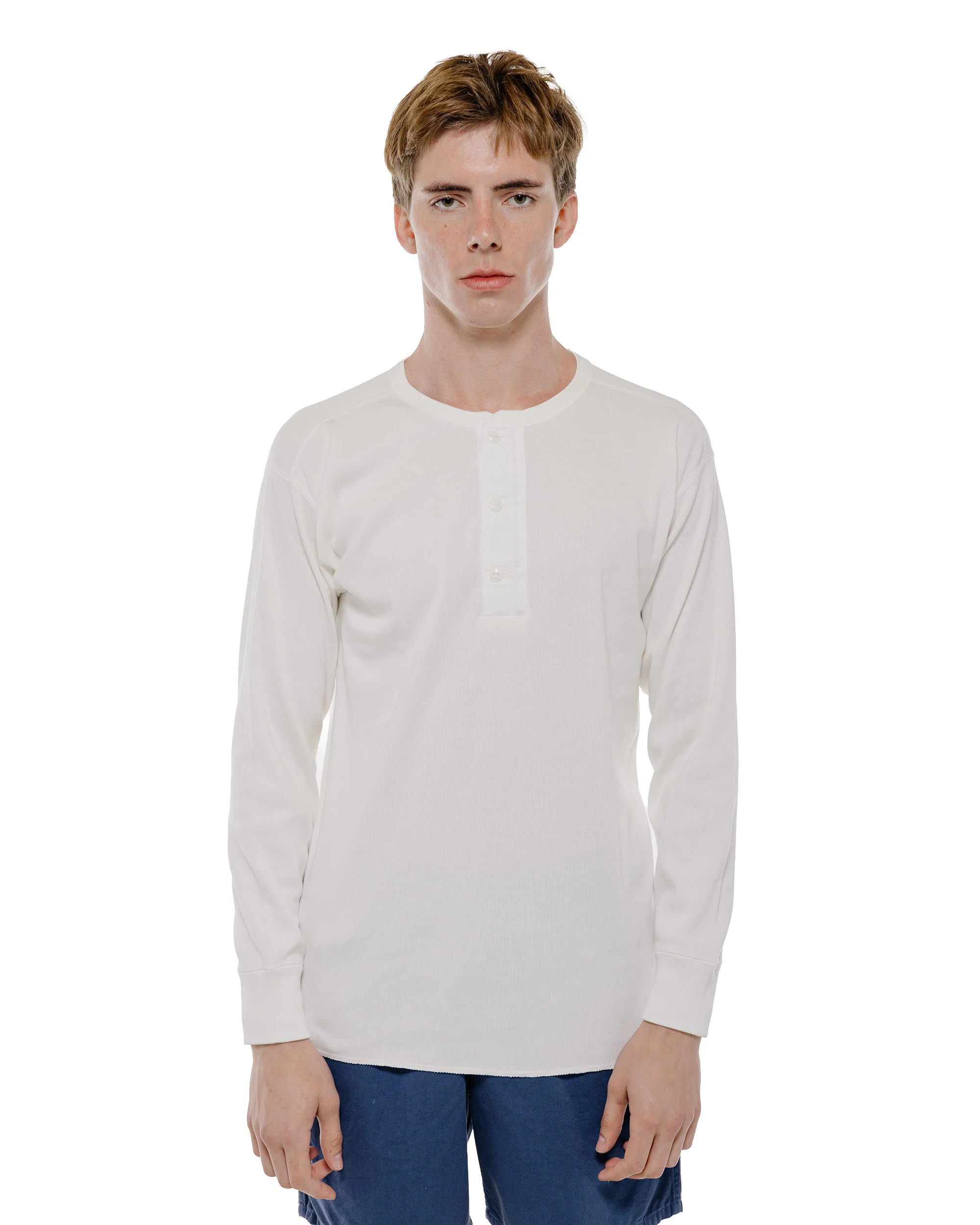 The Real McCoy's MC23111 Union Henley Undershirt L/S White - Image 2