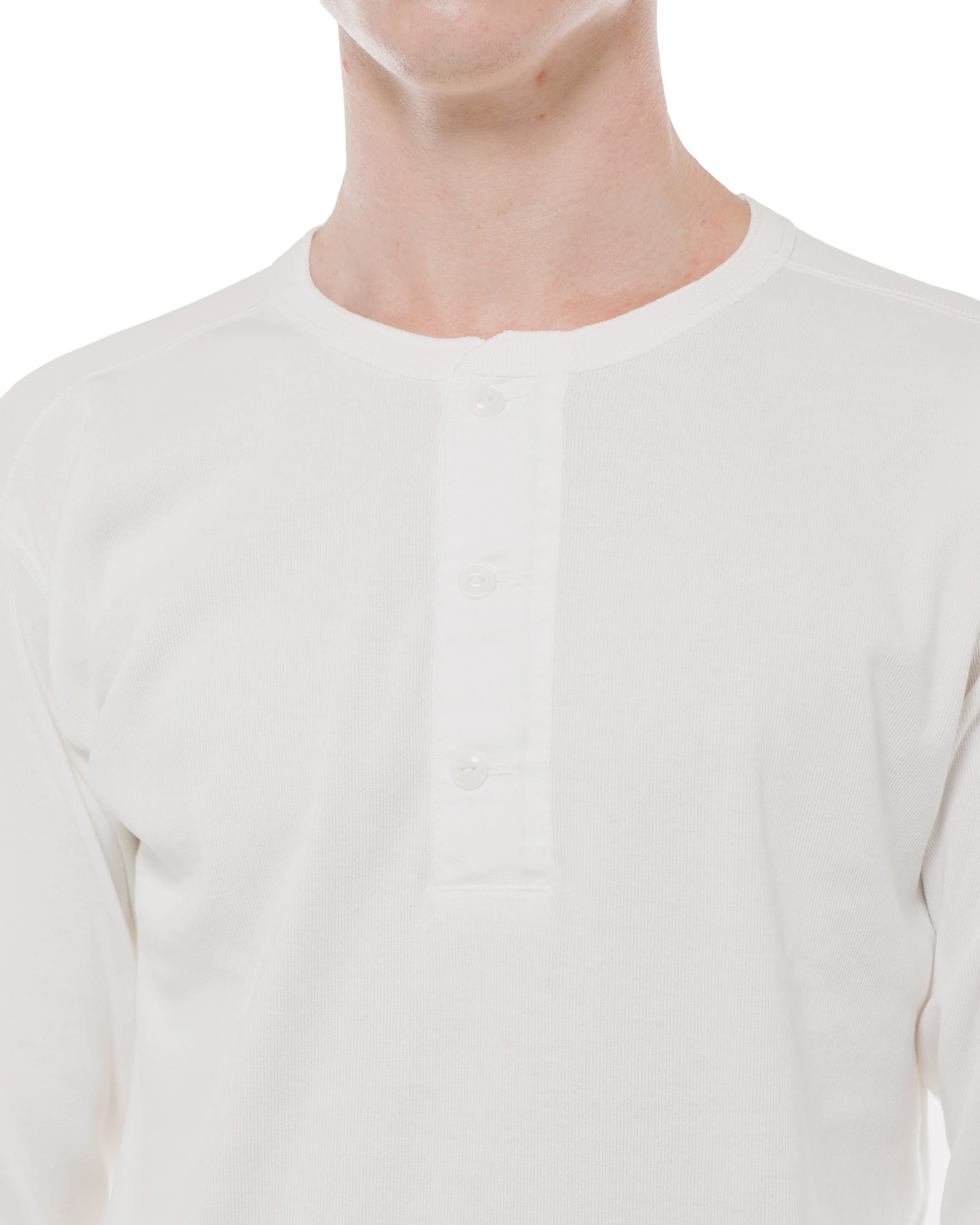 The Real McCoy's MC23111 Union Henley Undershirt L/S White - Image 3