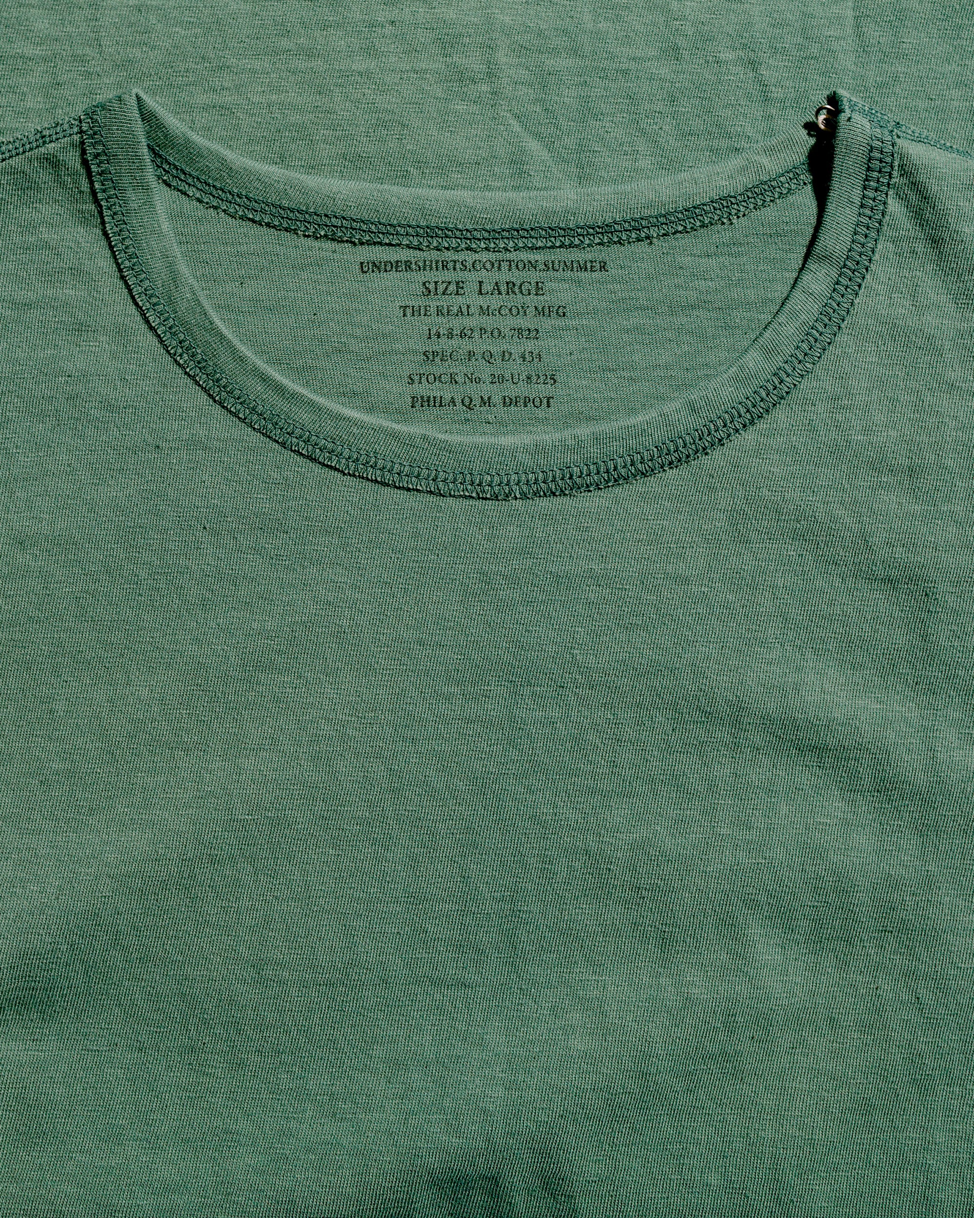 The Real McCoy's MC24014 Undershirt, Cotton, Summer Green - Image 4