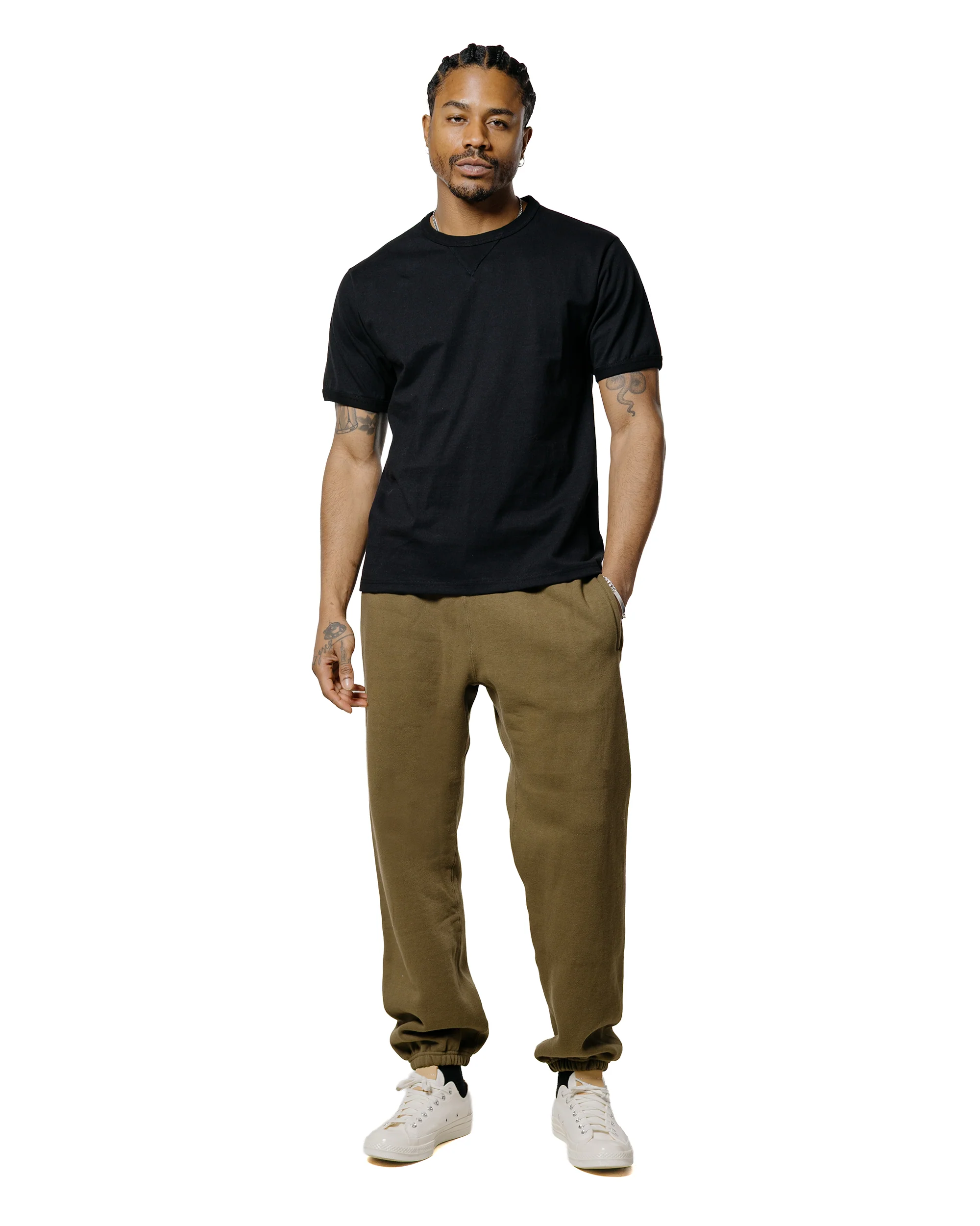 The Real McCoy's MC24116 10 Oz. Loopwheel Sweat Pants Olive - Image 4