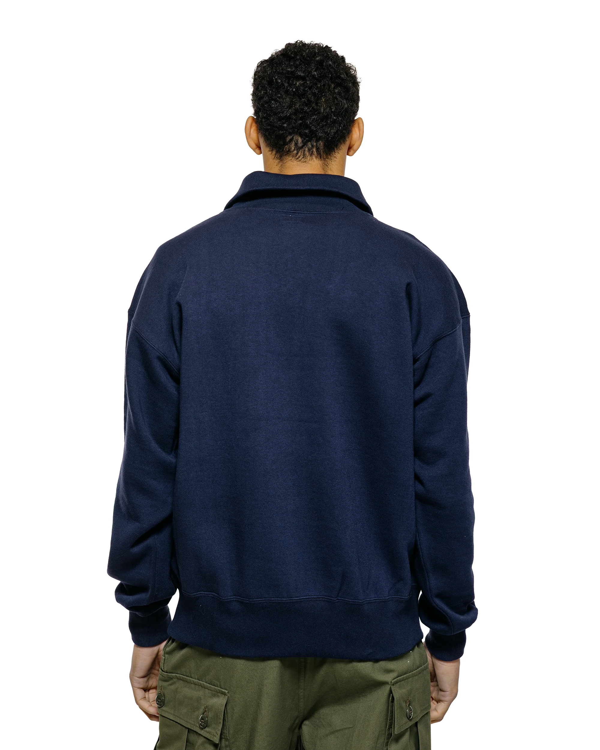 The Real McCoy's MC25110 10 oz. Loopwheel Cruiser Sweatshirt Navy - Image 3