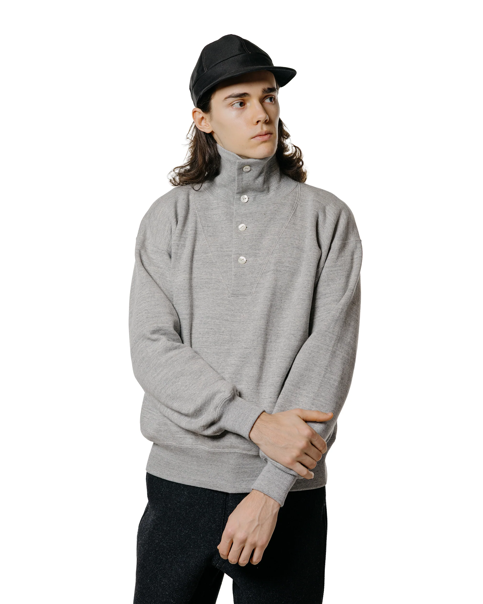 The Real McCoy's MC25110 10 oz. Loopwheel Cruiser Sweatshirt Gray - Image 2