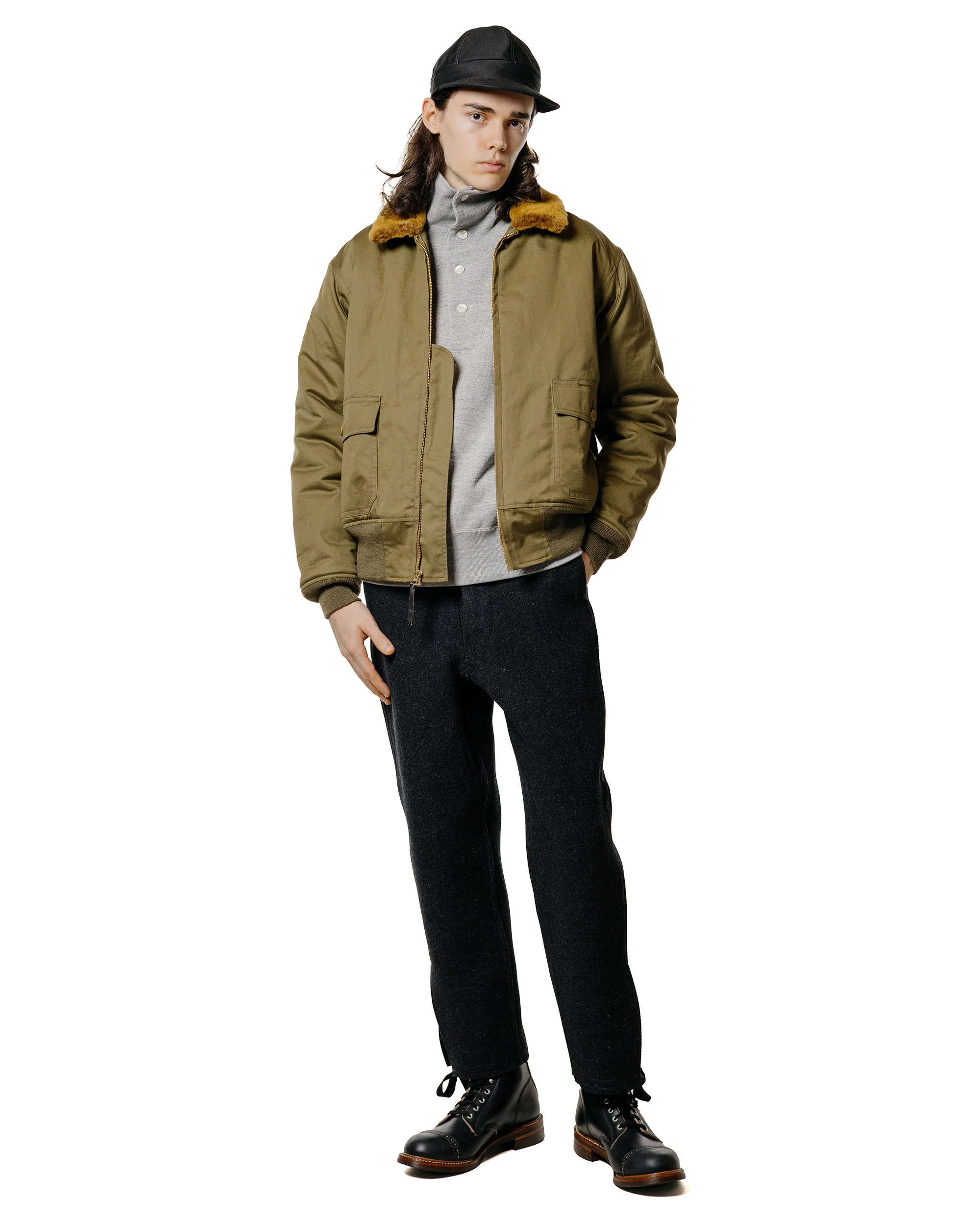 The Real McCoy's MC25110 10 oz. Loopwheel Cruiser Sweatshirt Gray - Image 4