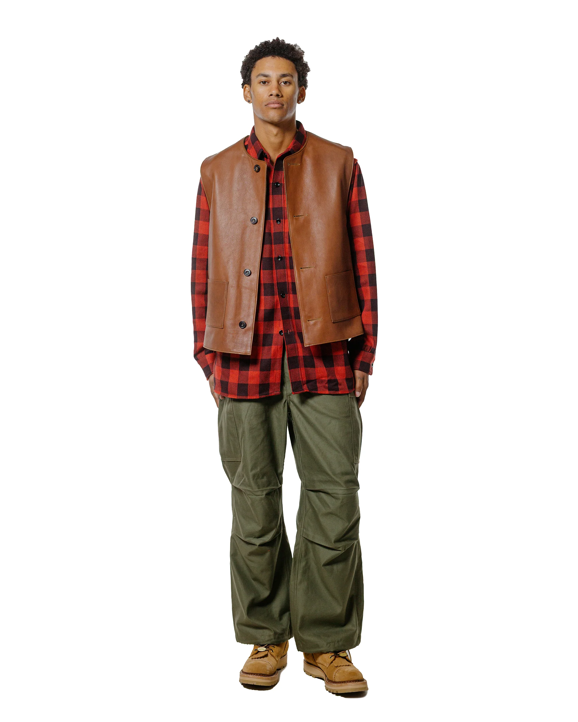 The Real McCoy's MJ24003 Jerkin Vest / Sheepskin Brown - Image 4