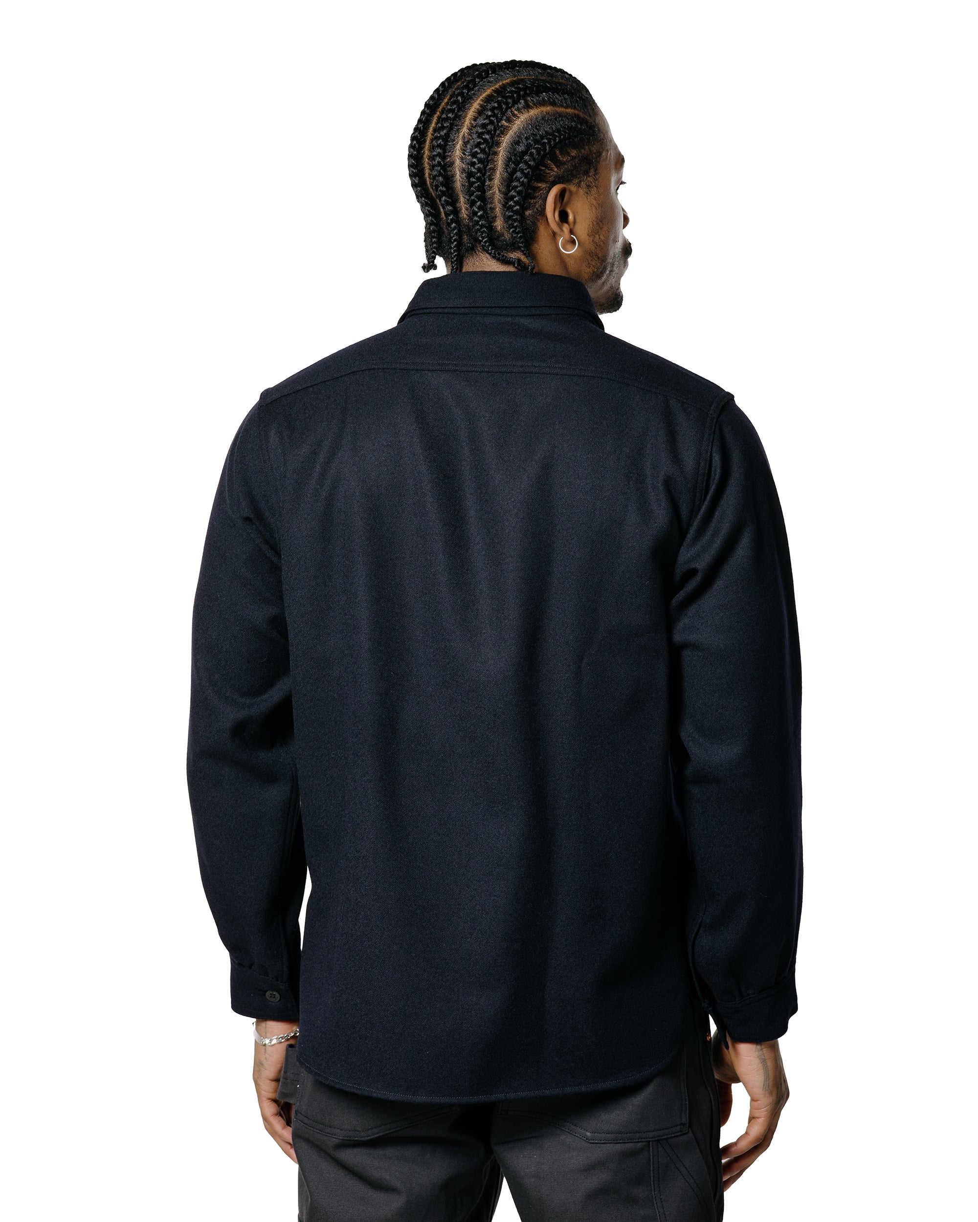 The Real McCoy's MS25101 U.S.N. Wool Blue Flannel Shirt Navy - Image 3
