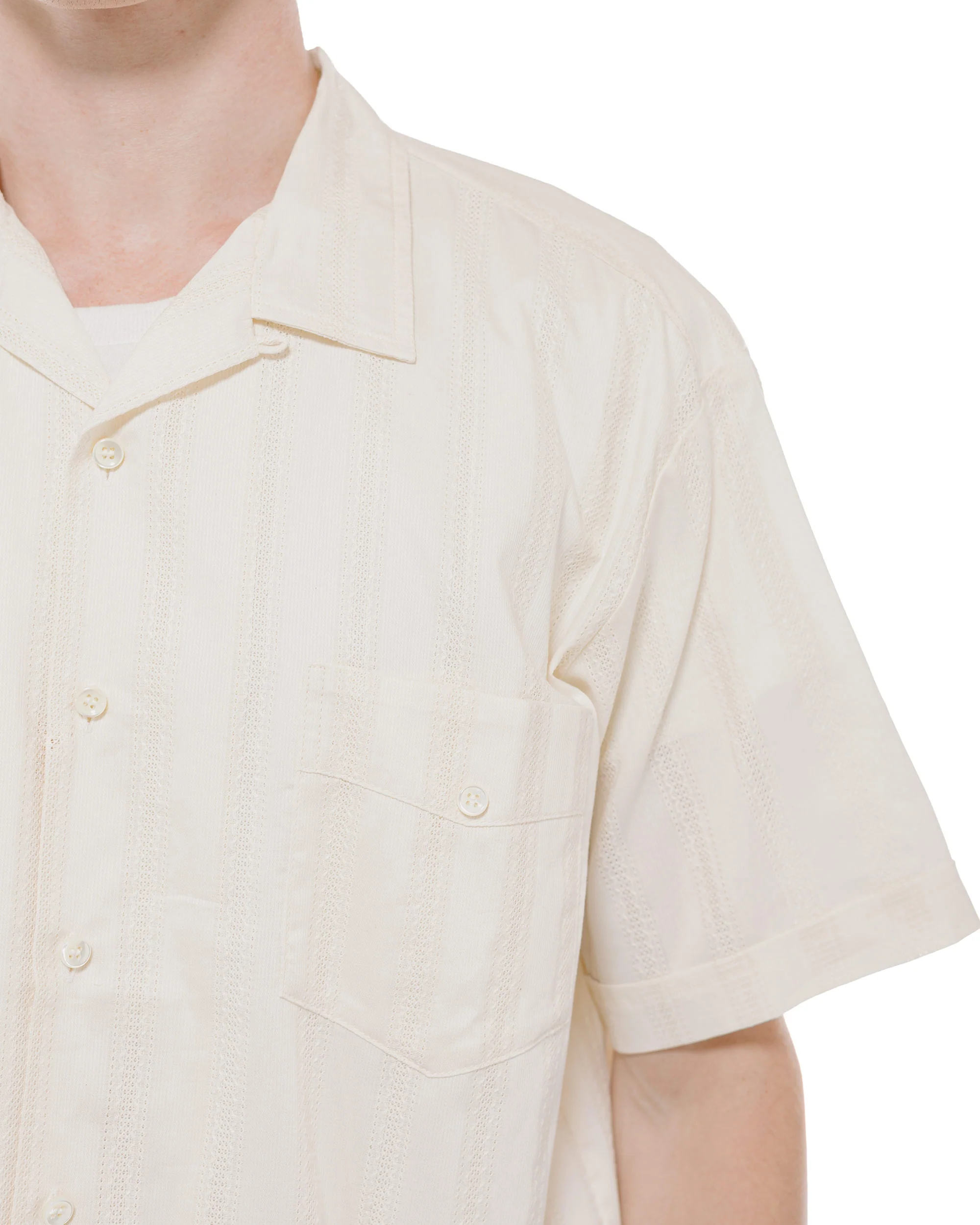 The Real McCoy's MS26007 Joe McCoy Cuban Shirt S/S Ecru - Image 3