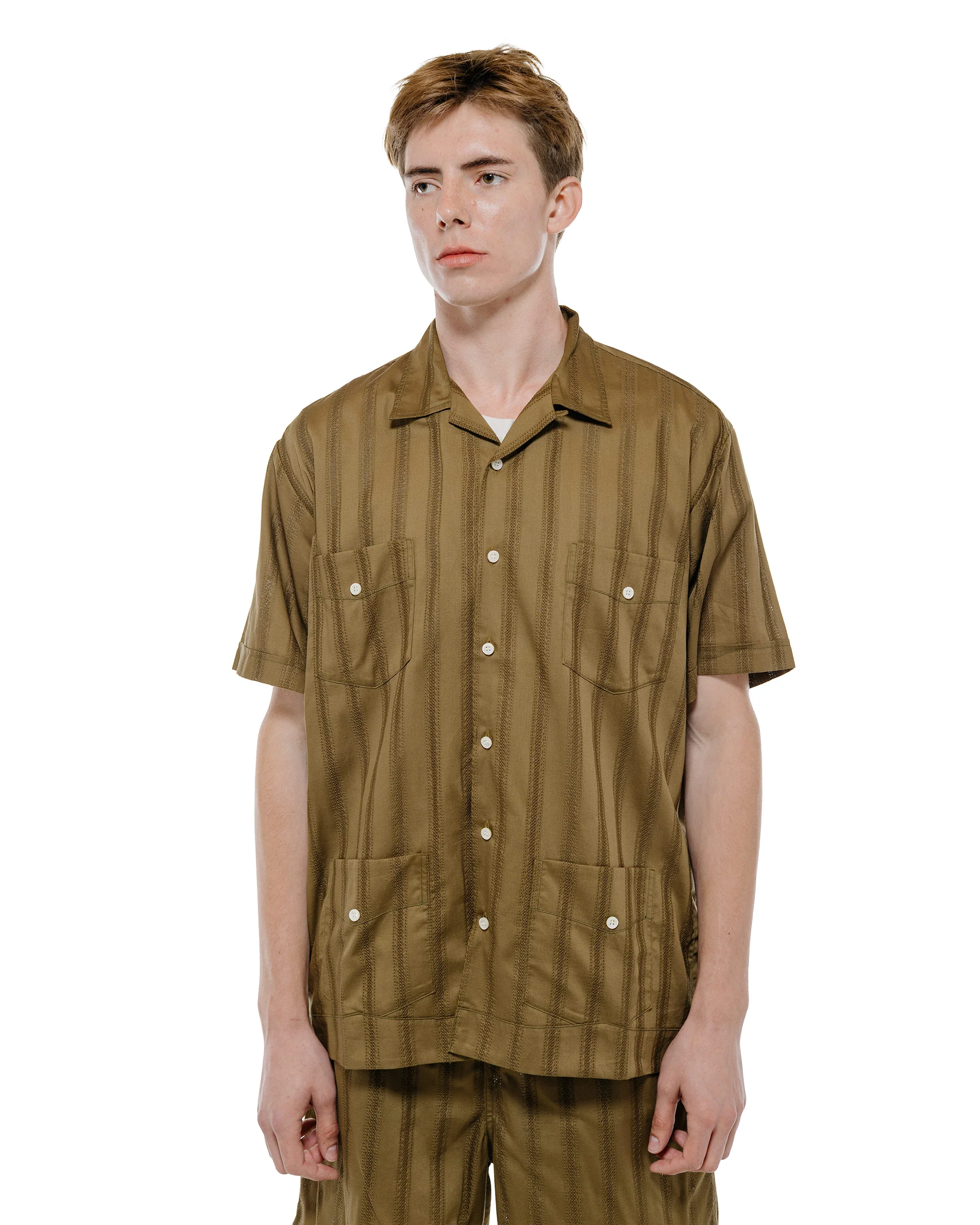 The Real McCoy's MS26007 Joe McCoy Cuban Shirt S/S Olive - Image 2