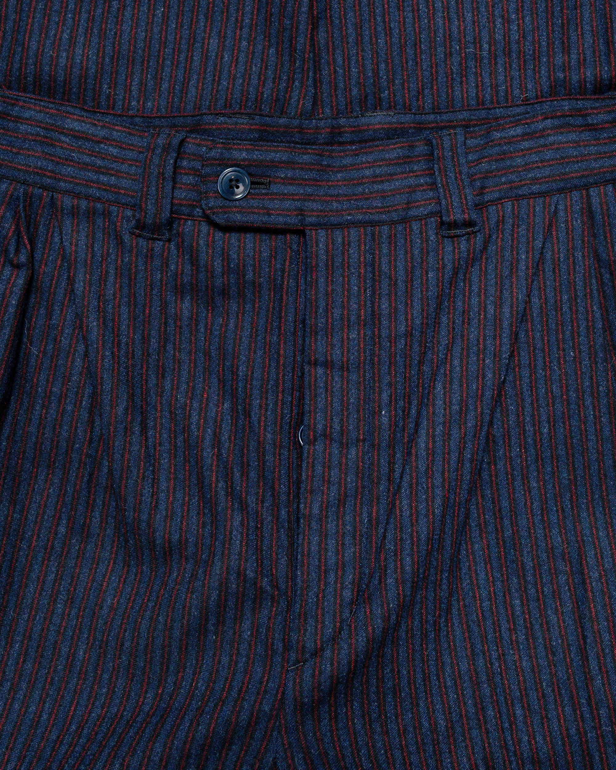 ts(s) 3 Tuck Baggy Pants Stripe Cotton/Wool Stretch Cloth Navy - Image 5