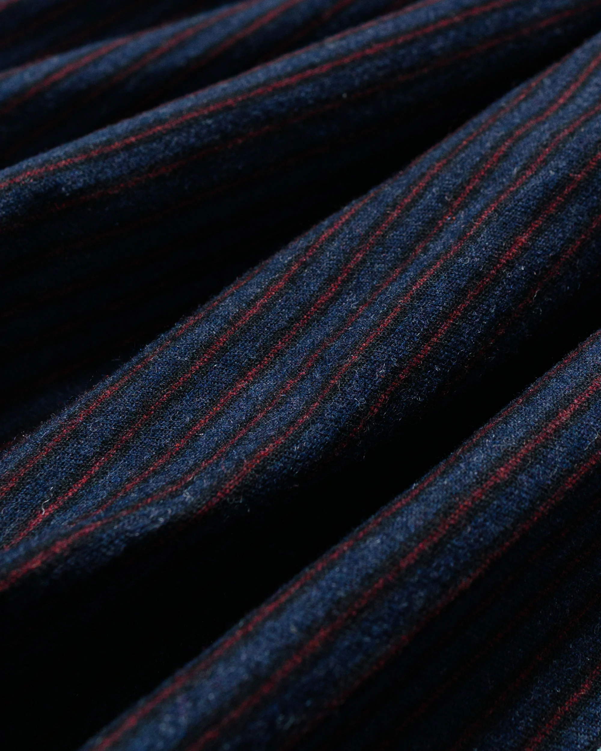 ts(s) 3 Tuck Baggy Pants Stripe Cotton/Wool Stretch Cloth Navy - Image 6