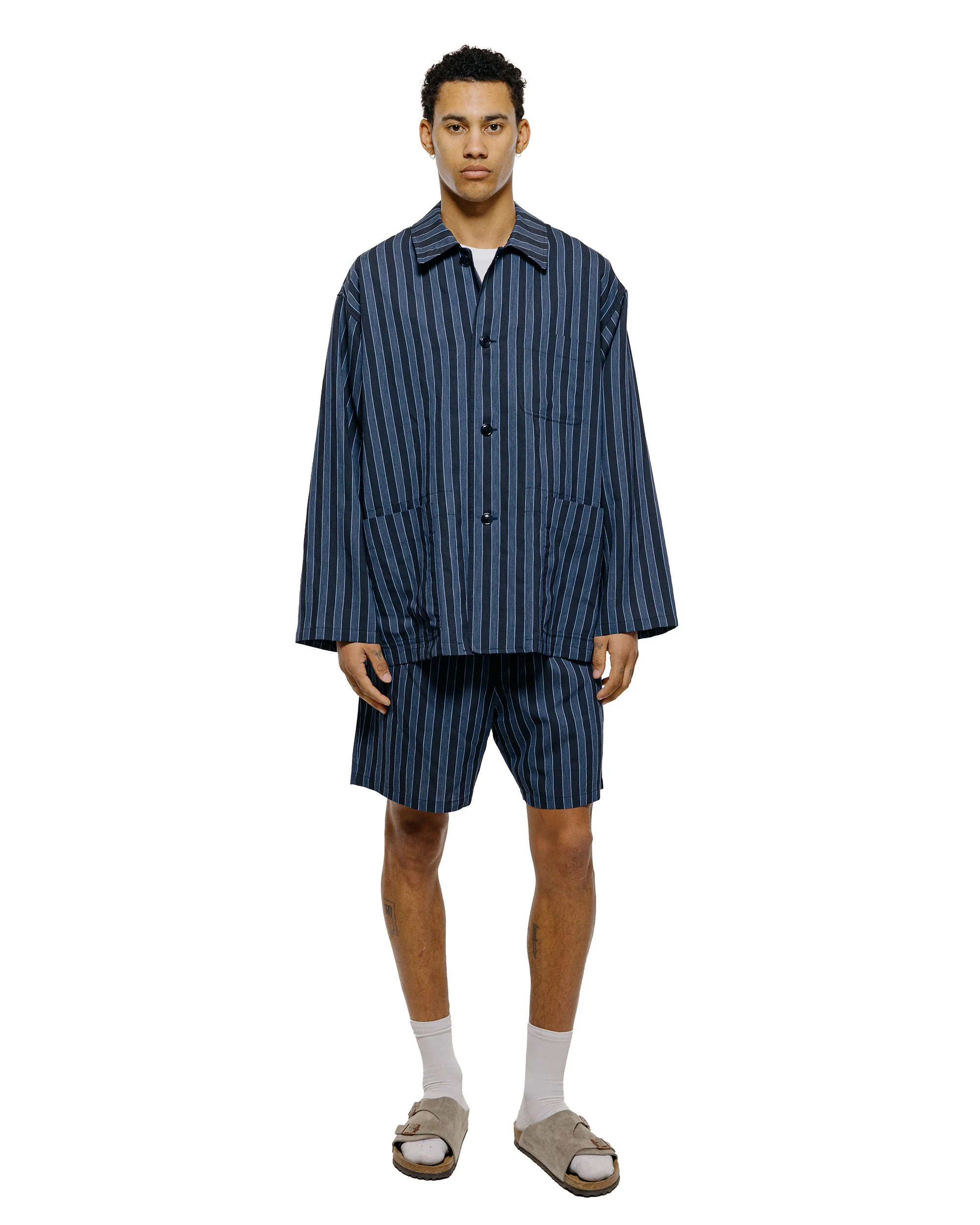 ts(s) Jacket Shirt Bold Stripe Viscose/Polyester Cloth Navy - Image 4
