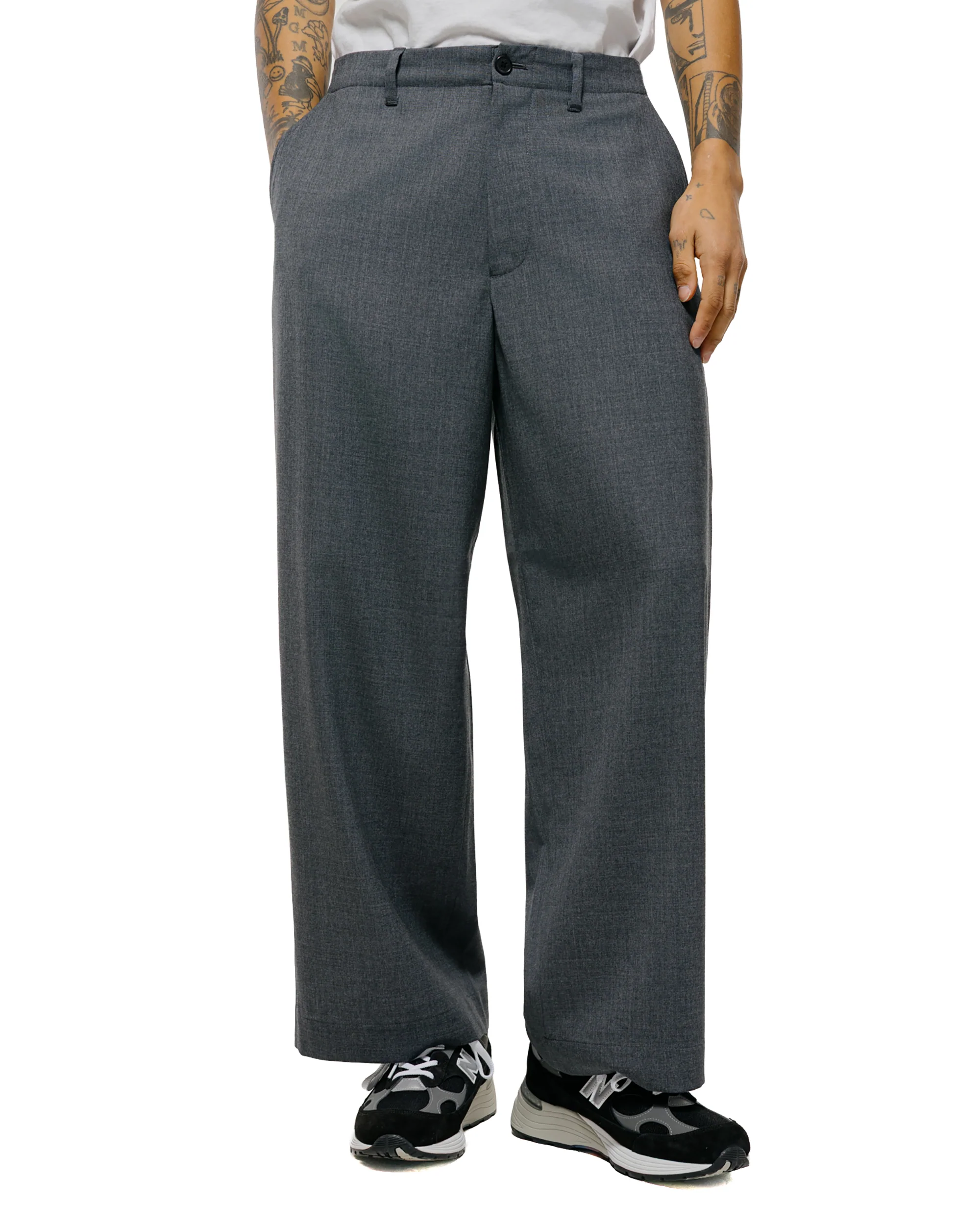 Universal Products Summer Wool Wide Trousers Gray - Image 2