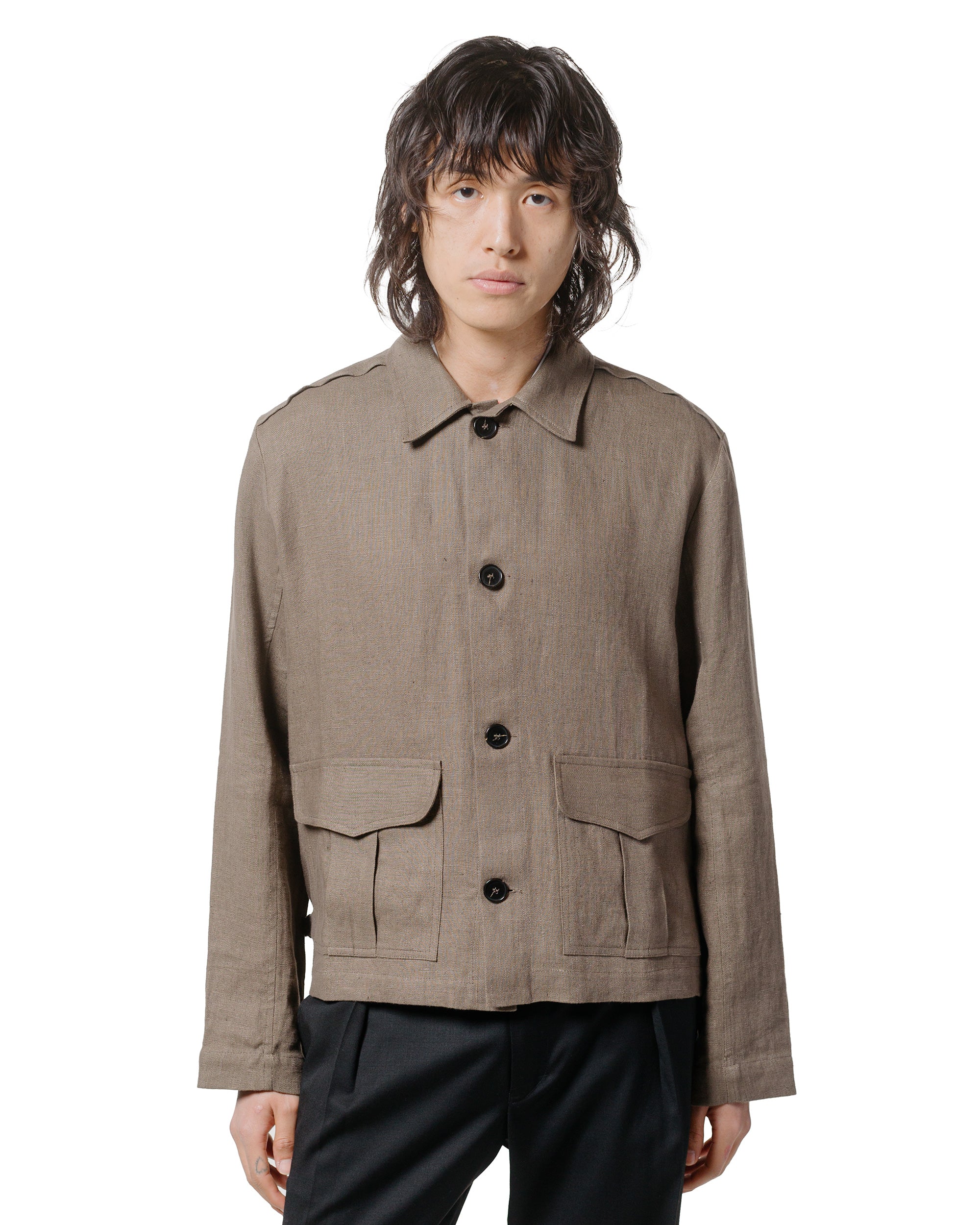 Wanze Button Up Blouson Natural Linen Taupe - Image 2