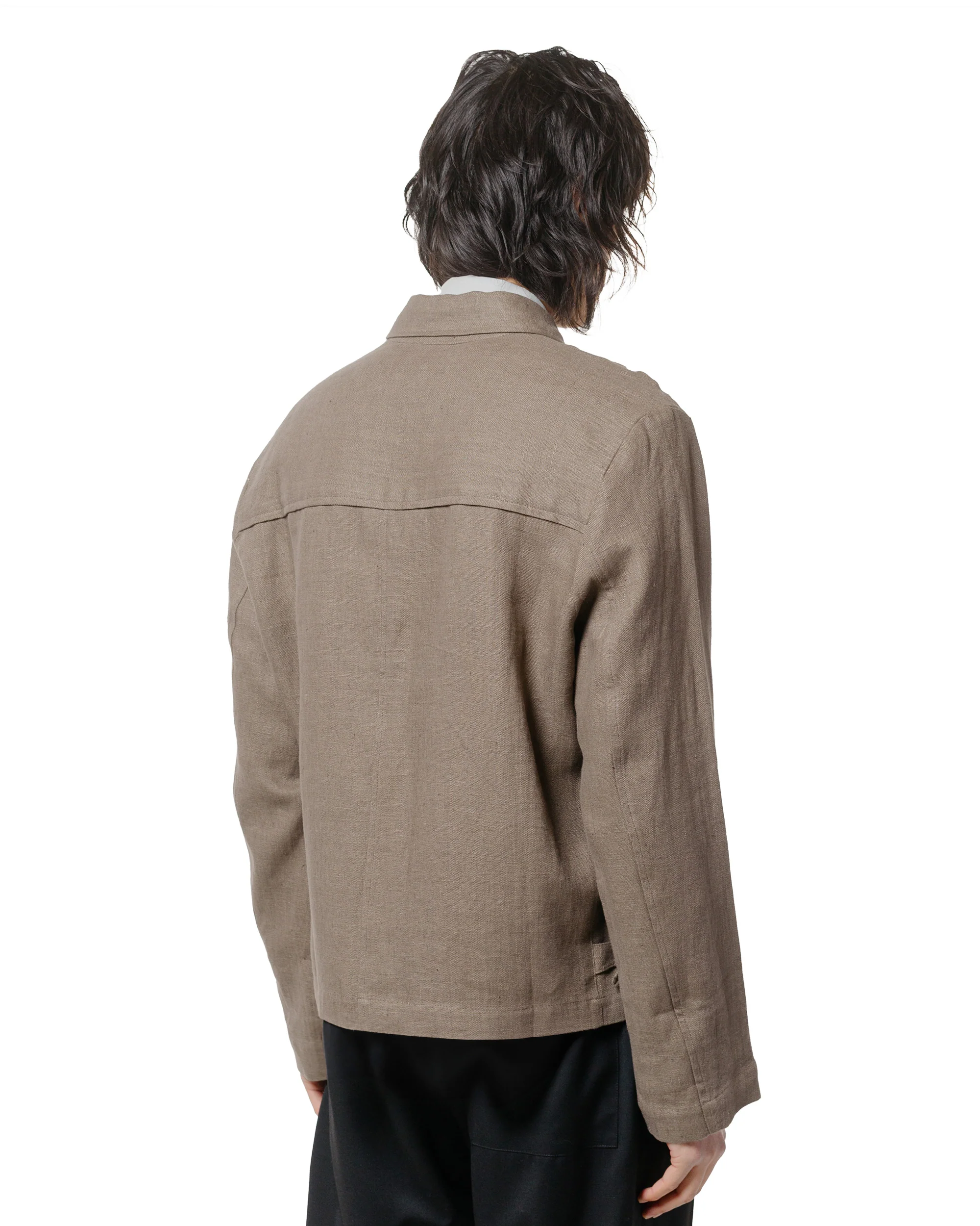 Wanze Button Up Blouson Natural Linen Taupe - Image 3