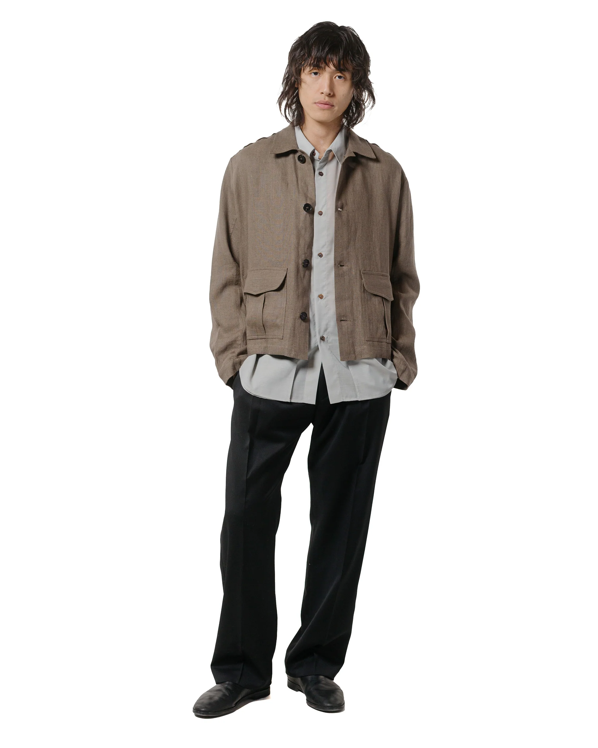 Wanze Button Up Blouson Natural Linen Taupe - Image 5