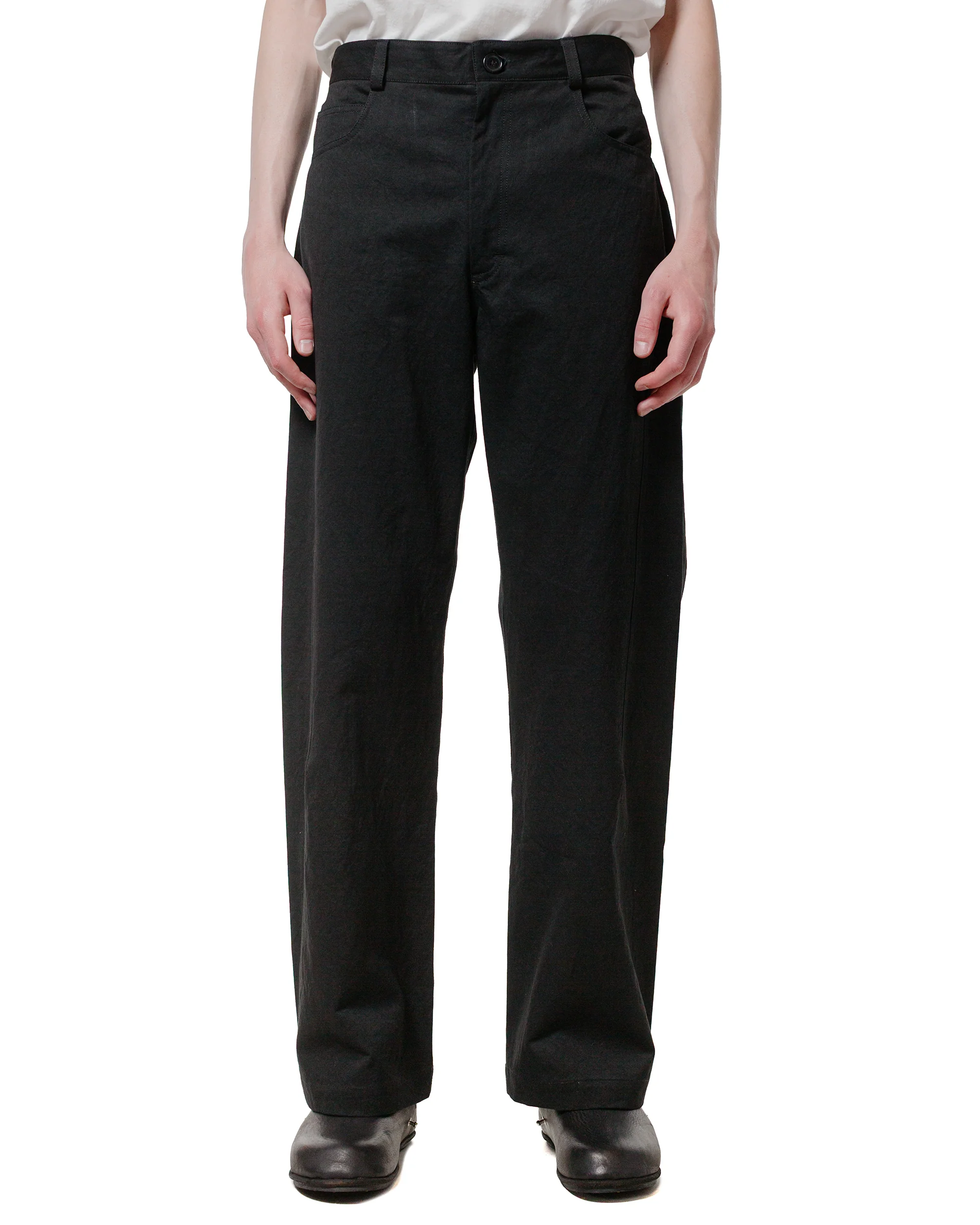 Wanze Darted Straight Leg Pant Washed Cotton Black - Image 2