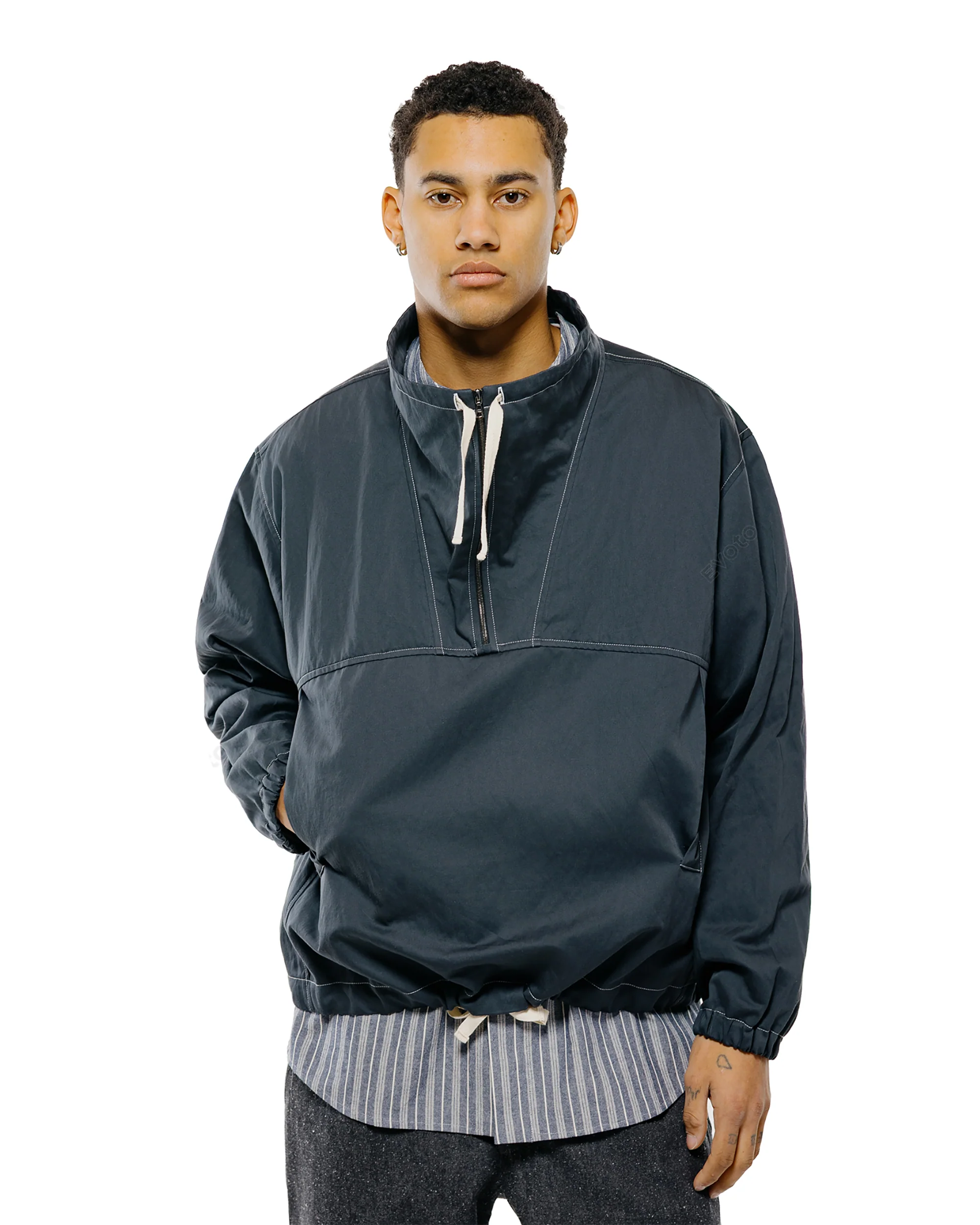 Wanze Funnel Neck Zip Anorak Cotton Metal Midnight - Image 2