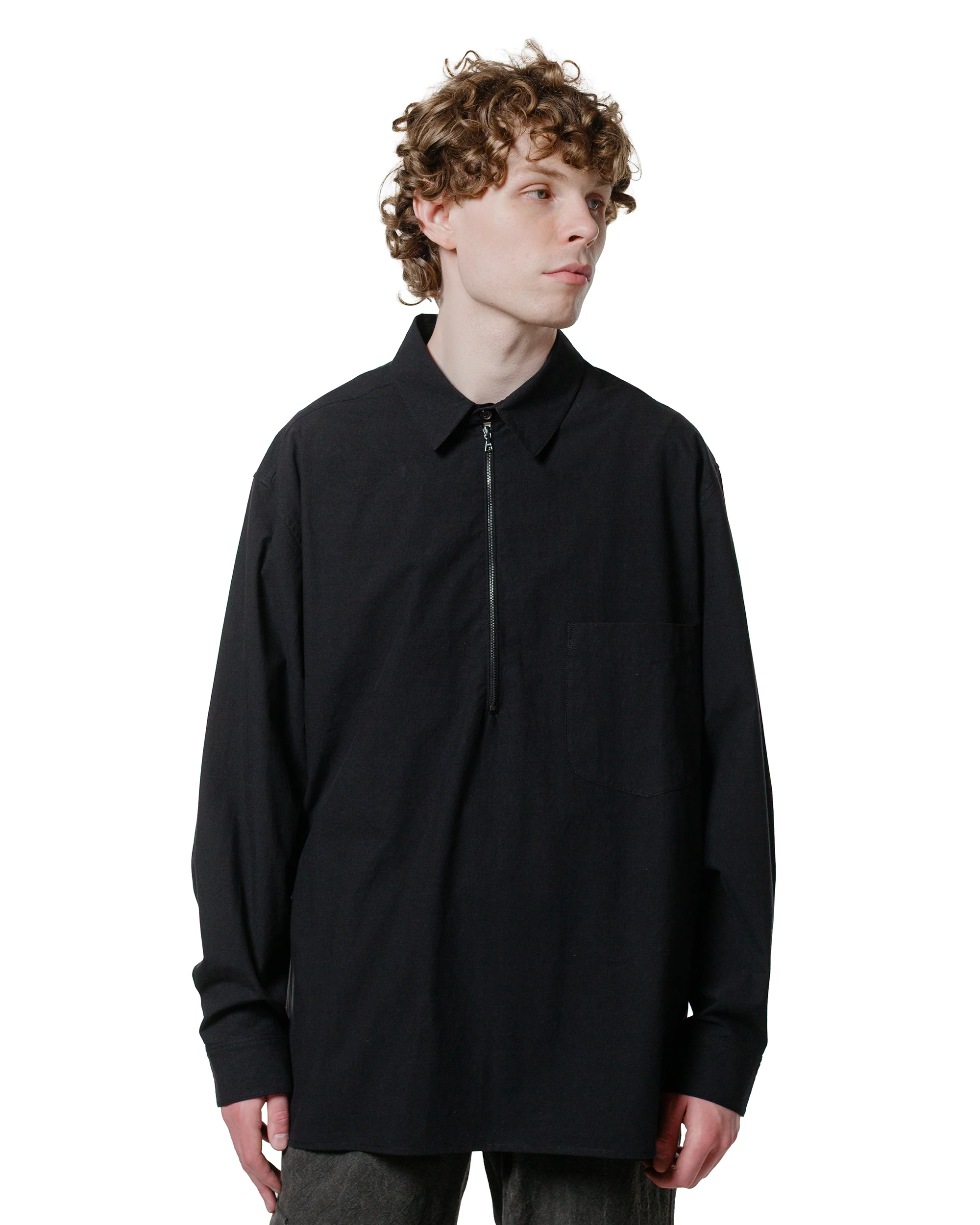 Wanze Half Zip Shirt Typewriter Cotton Black - Image 2