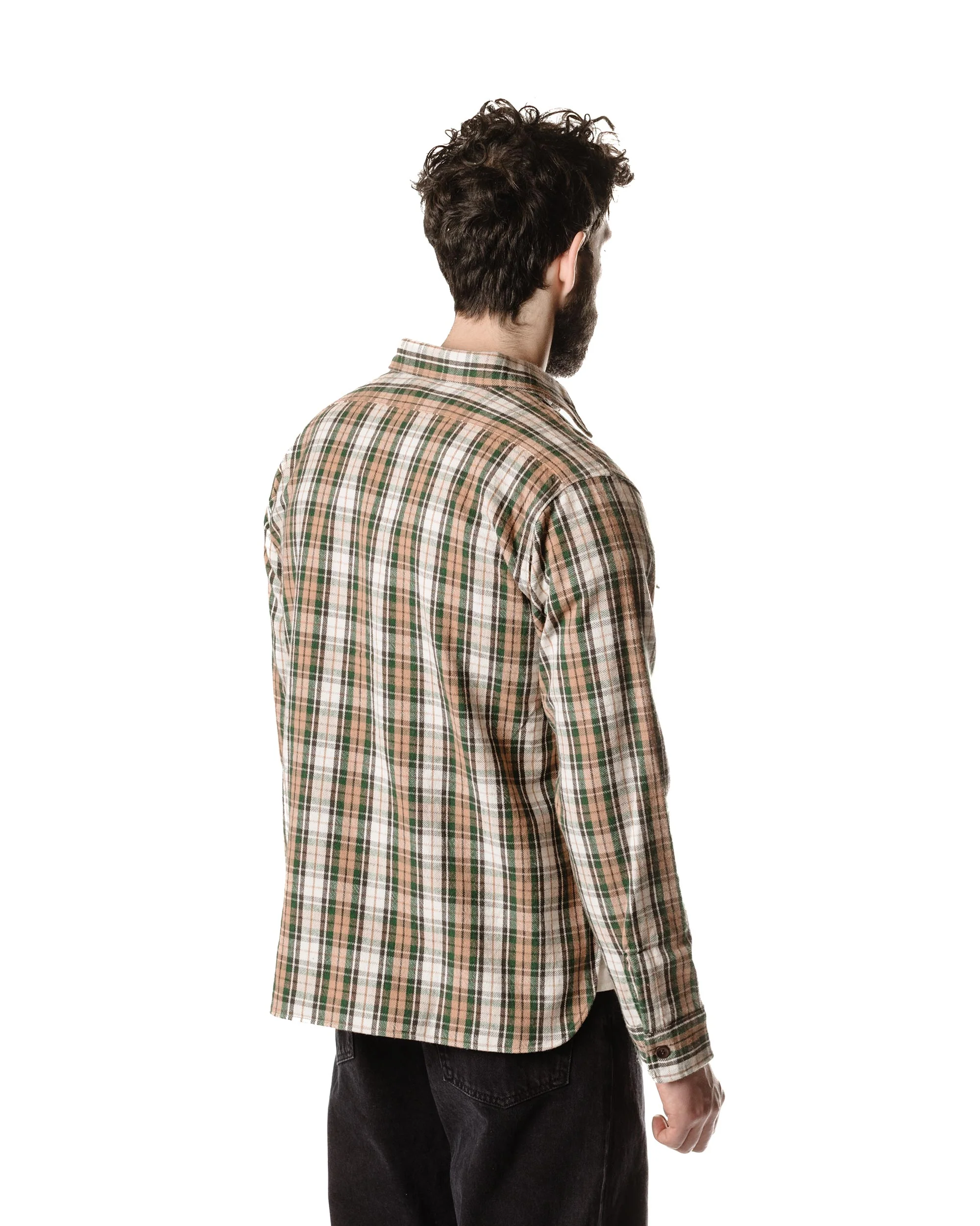 Warehouse Lot. 3022 Flannel Shirt With Chinstrap H Pattern Salmon (One Wash) - Image 4