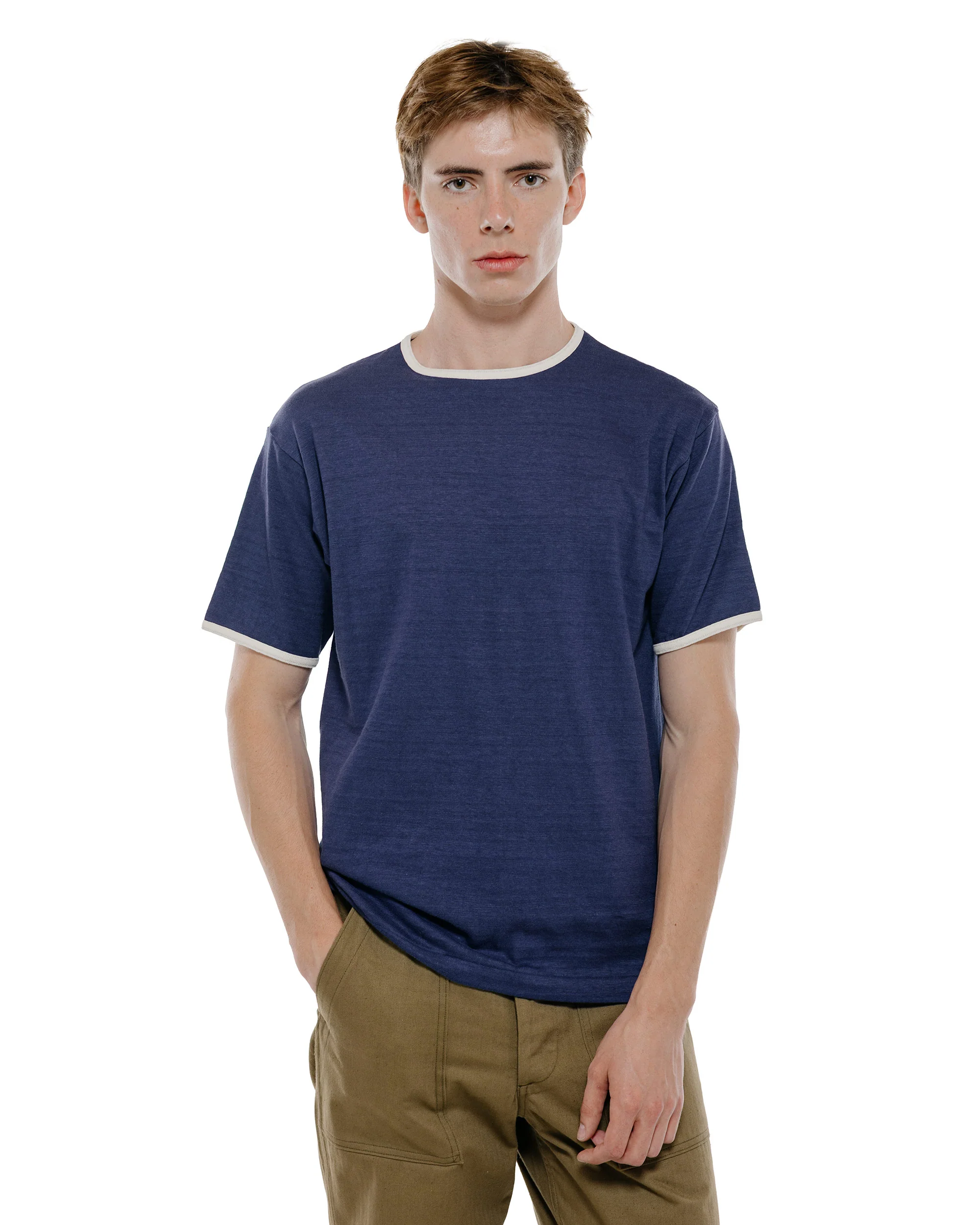Warehouse Lot. 4059 Ringer T Plain Navy/Cream - Image 2