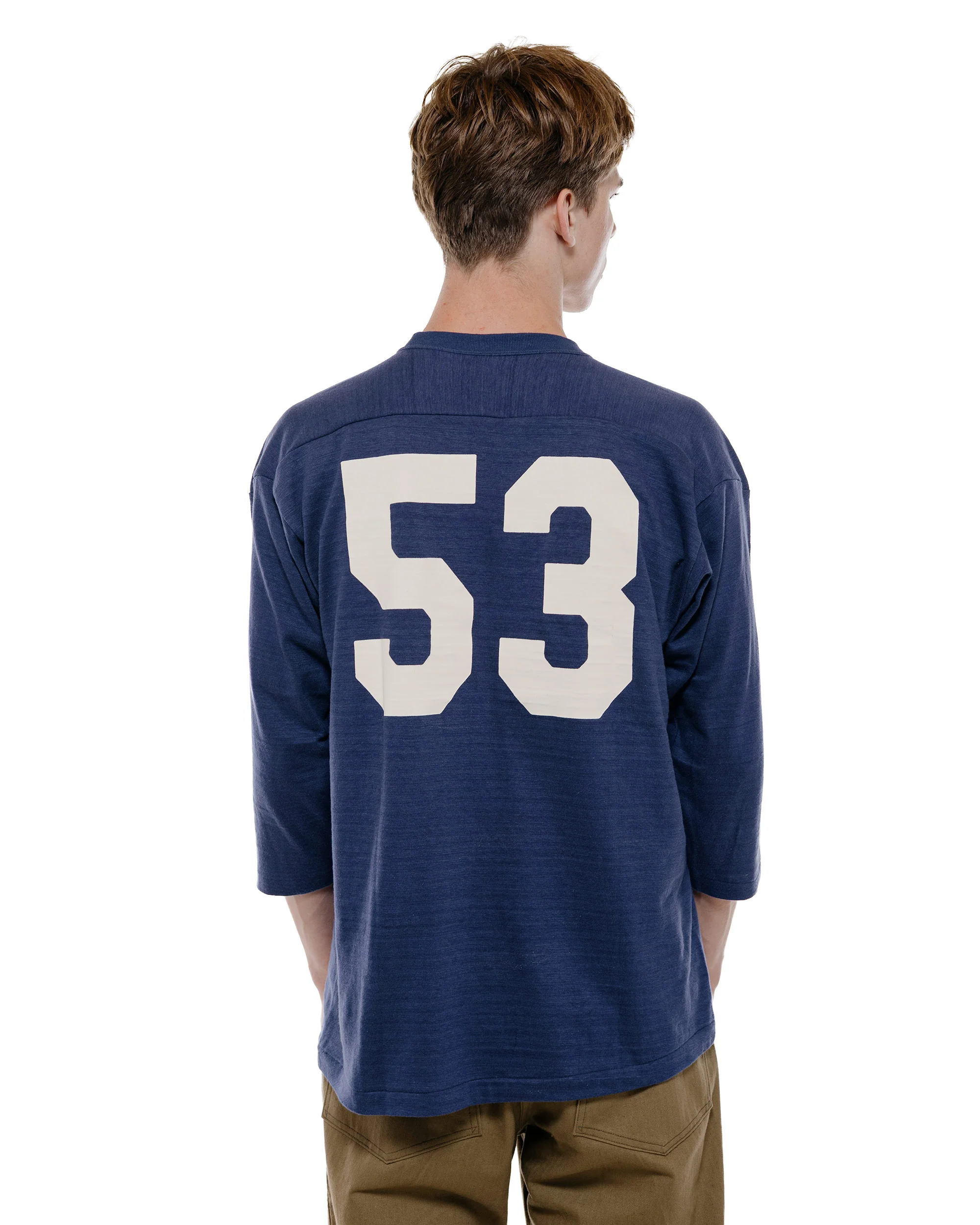 Warehouse Lot. 4063 3/4 Sleeve Football Tee Blue Devils Navy - Image 3