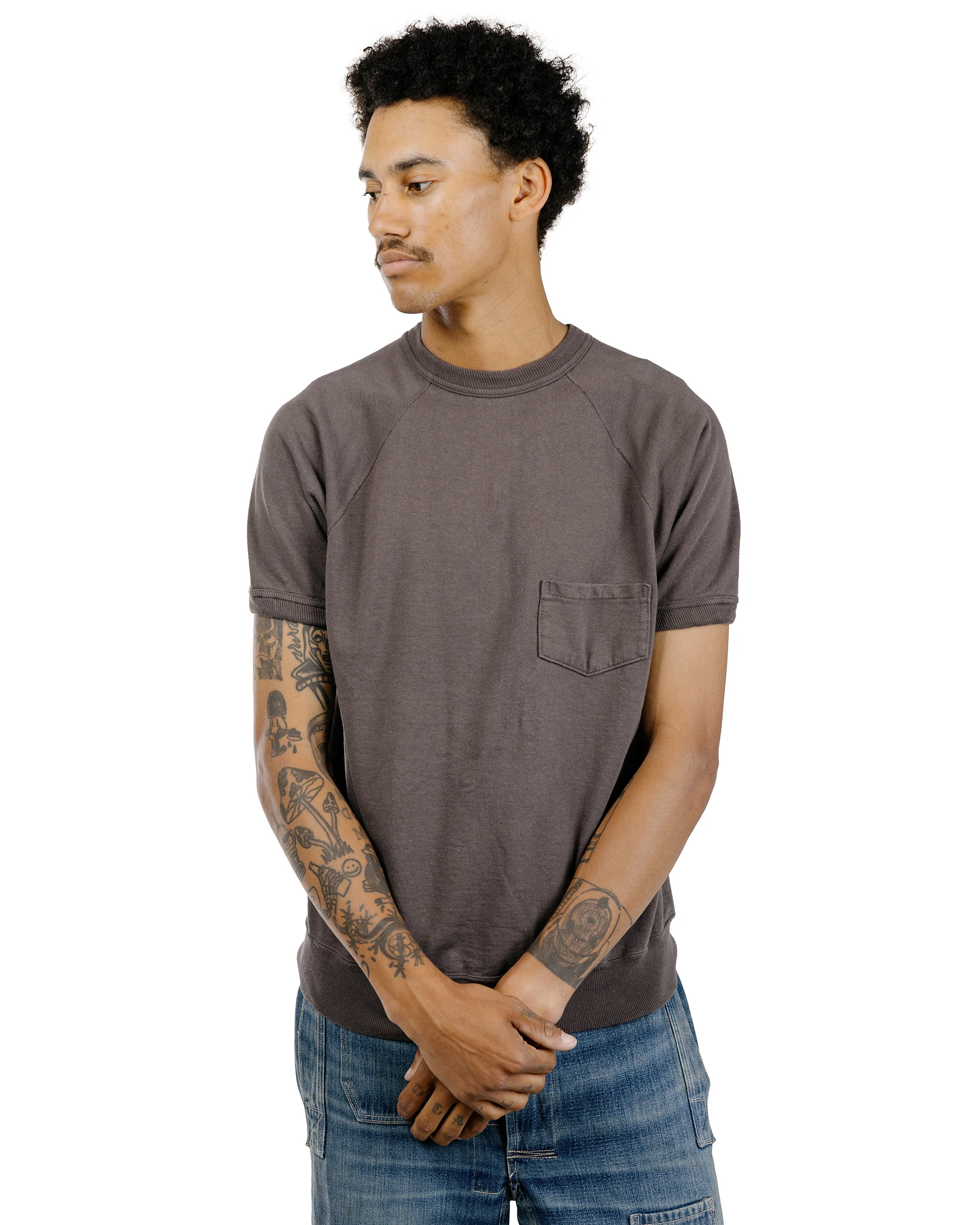 Warehouse Lot. 4105 Short Sleeve SW With Pocket Plain Charcoal - Image 2
