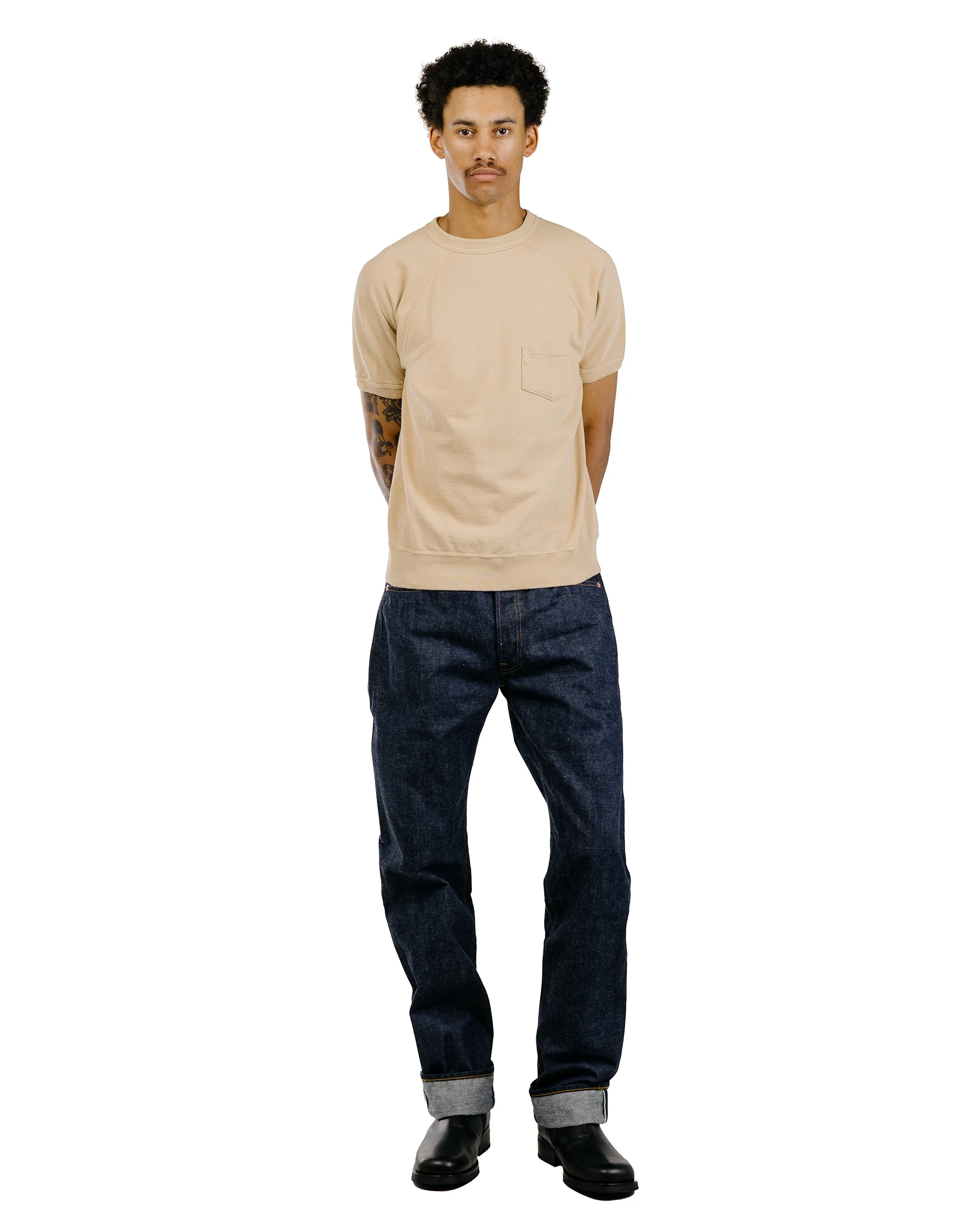 Warehouse Lot. 4105 Short Sleeve SW With Pocket Plain Dark Beige - Image 5