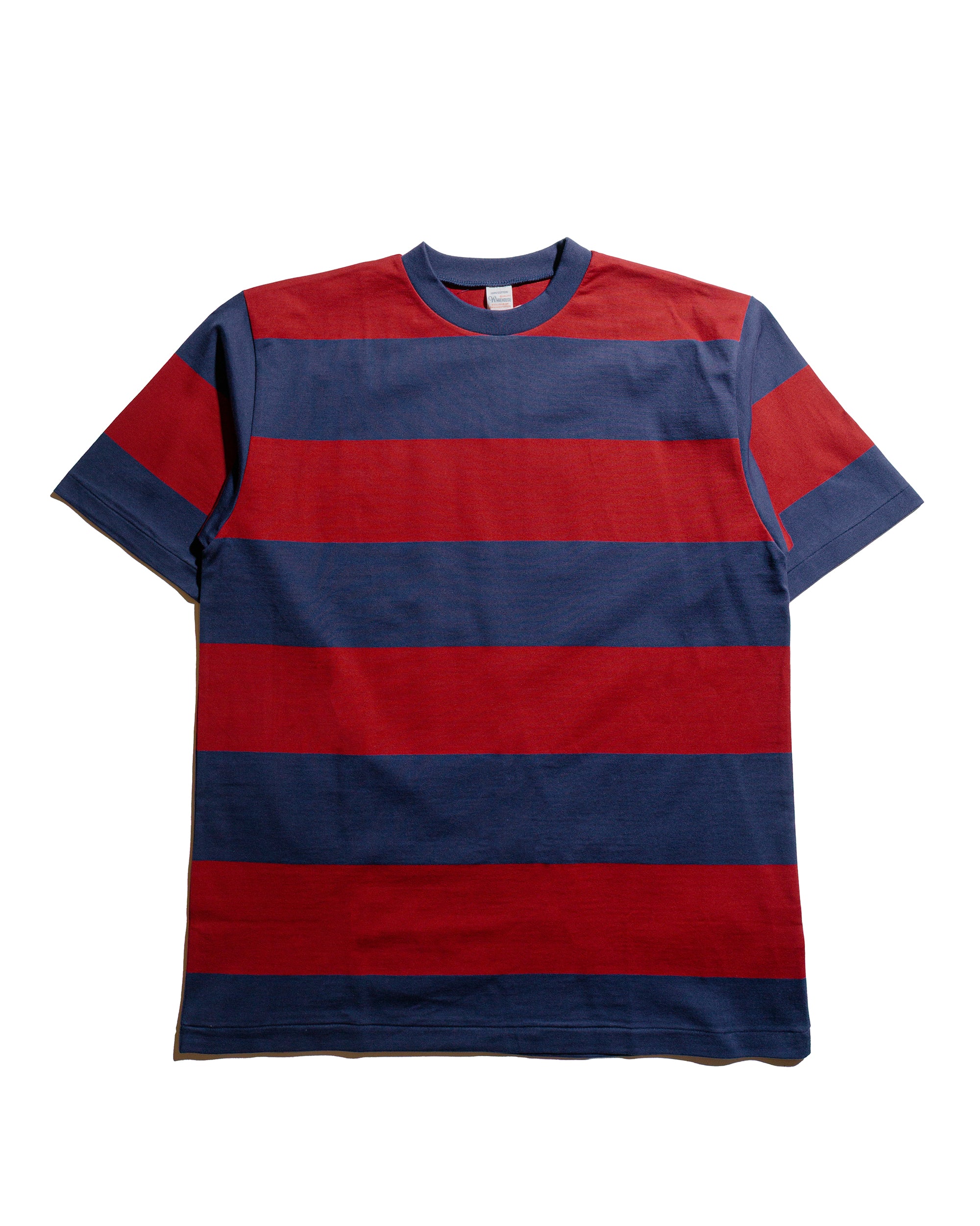 Warehouse Lot. 4108 S/S 4in Border Tee Navy/Bordeaux