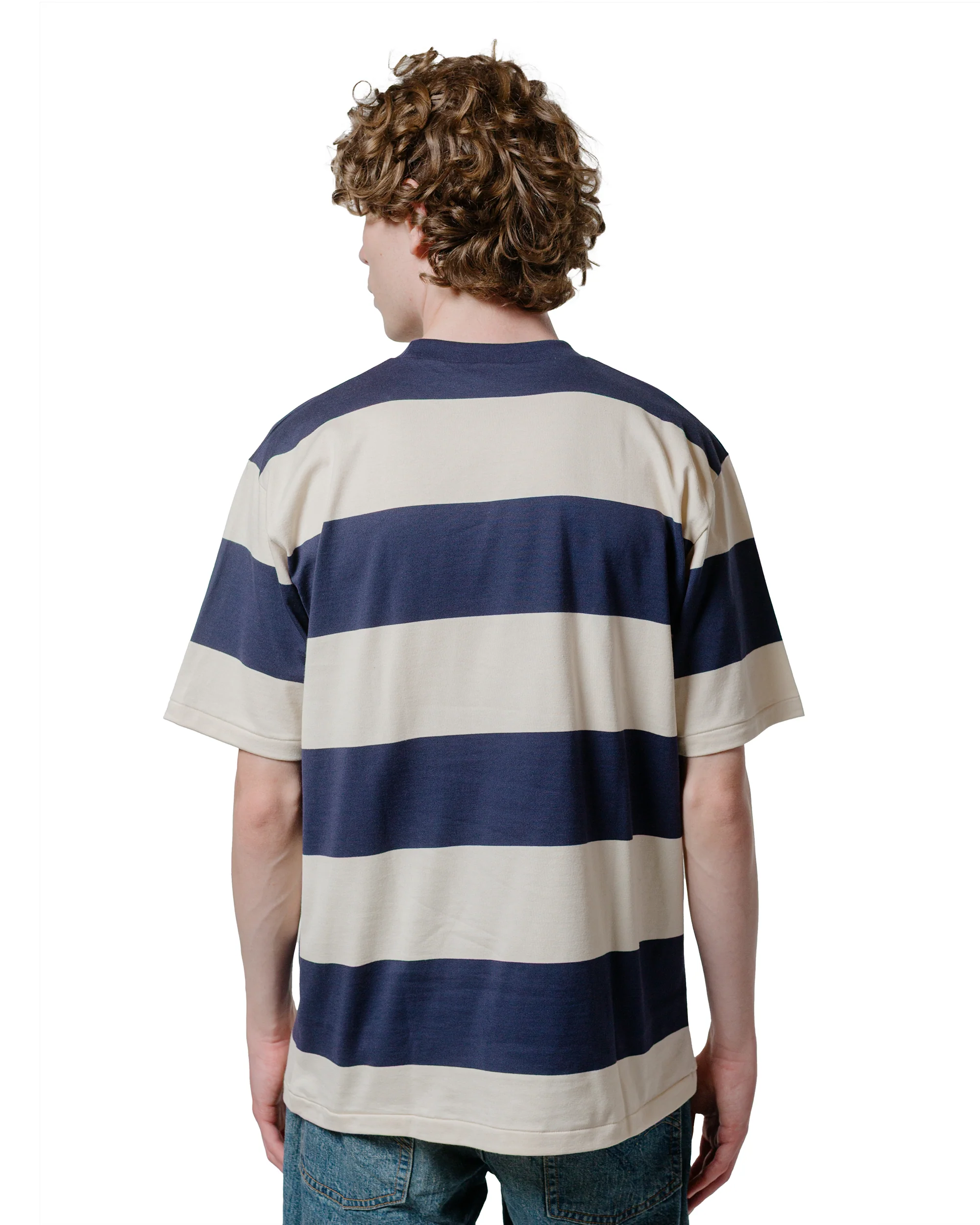 Warehouse Lot. 4108 S/S 4in Border T Navy/Kinari - Image 3