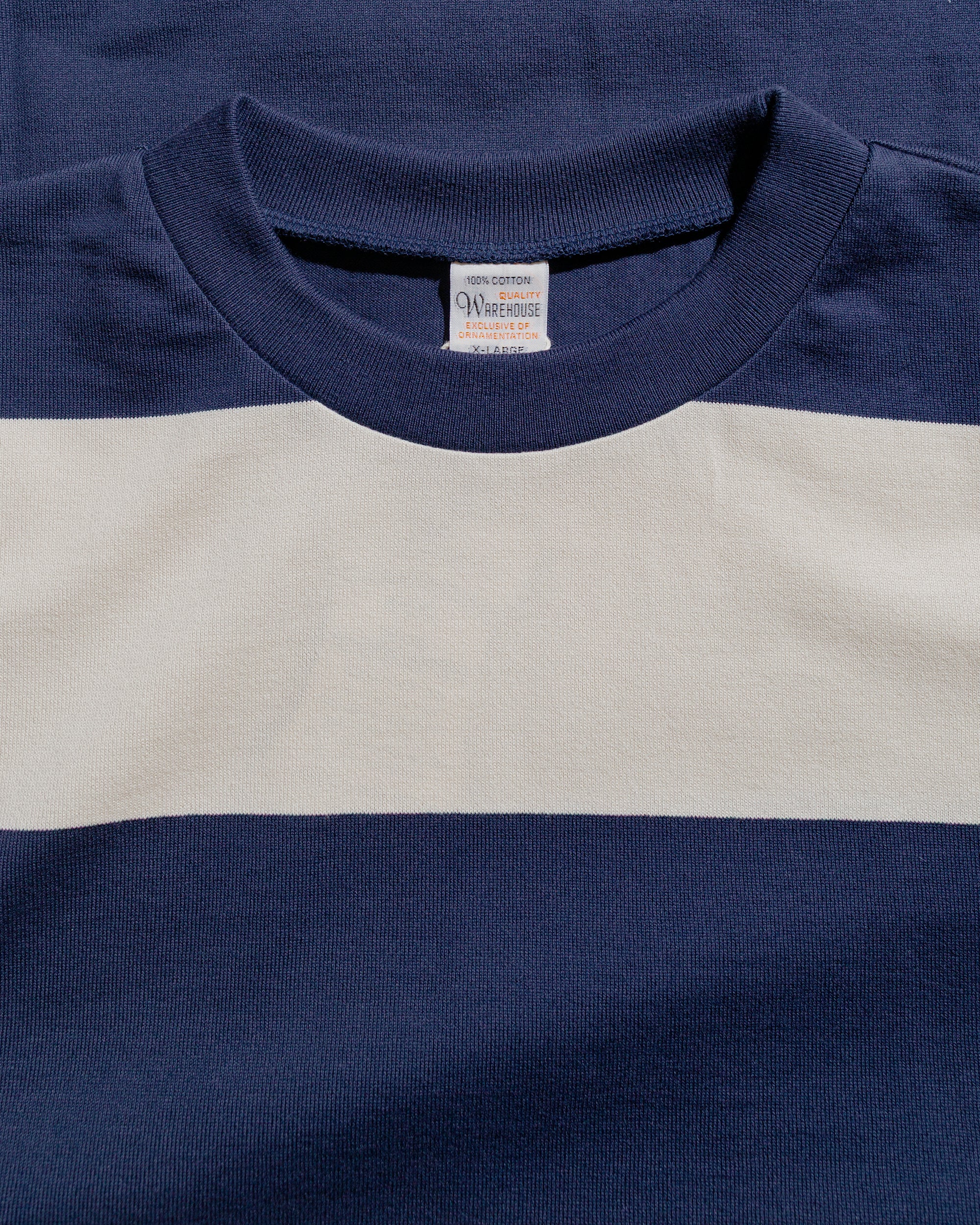Warehouse Lot. 4108 S/S 4in Border T Navy/Kinari - Image 4