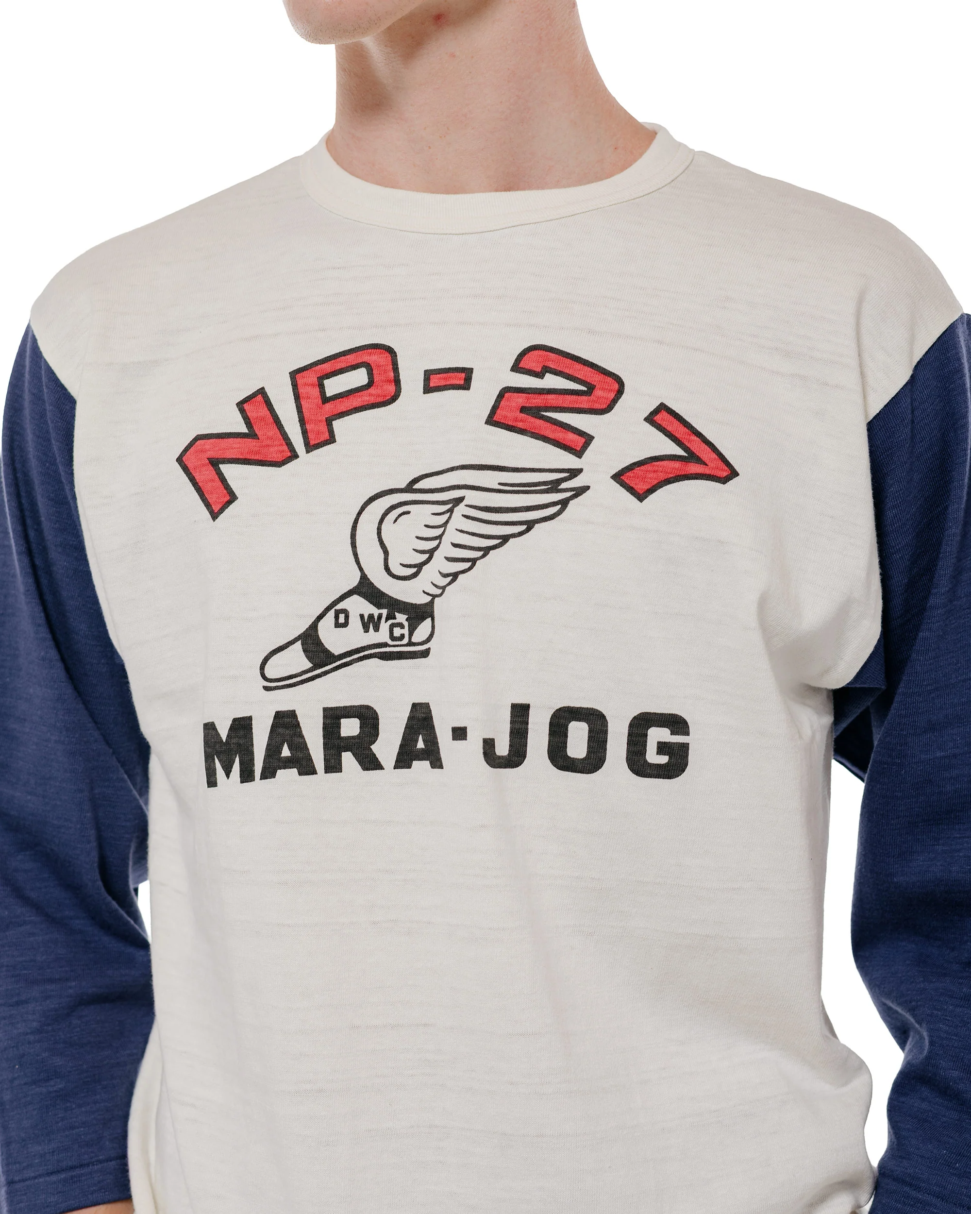 Warehouse Lot. 4800 3/4 Sleeve Baseball Tee NP-27 Cream/Navy - Image 3