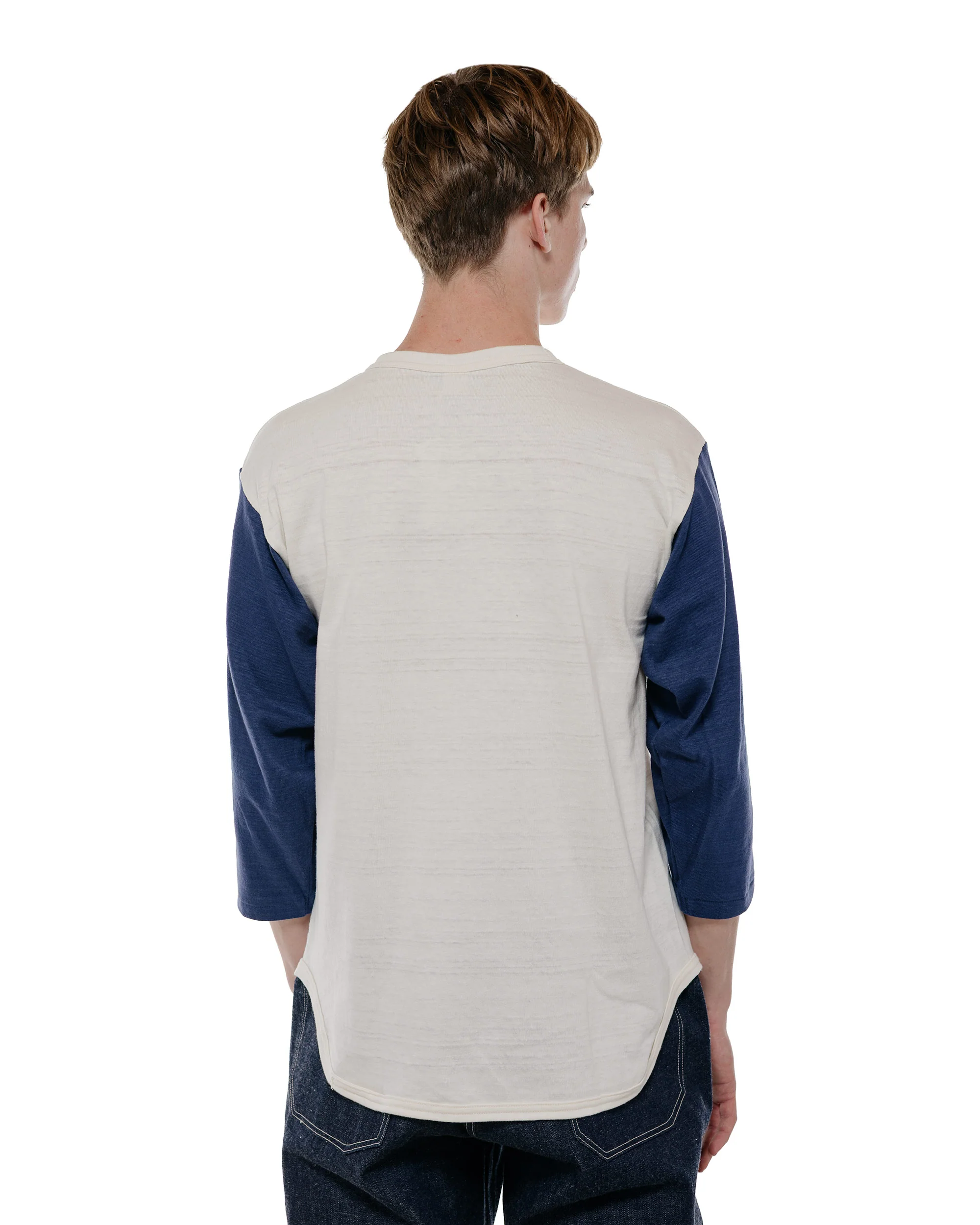 Warehouse Lot. 4800 3/4 Sleeve Baseball Tee NP-27 Cream/Navy - Image 4