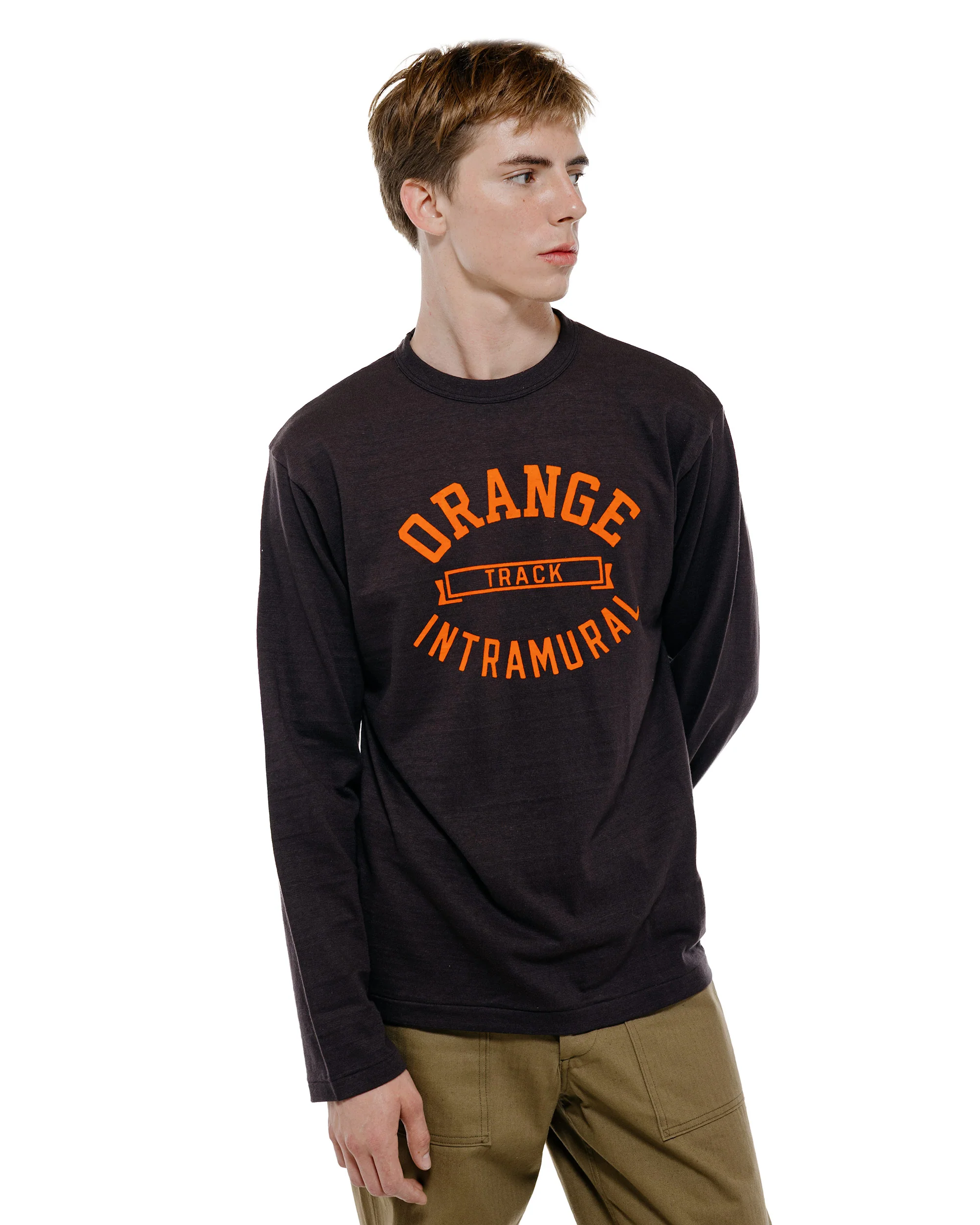 Warehouse Lot. 5906 Long Sleeve Crew Neck T-Shirt Orange Sumikuro - Image 2