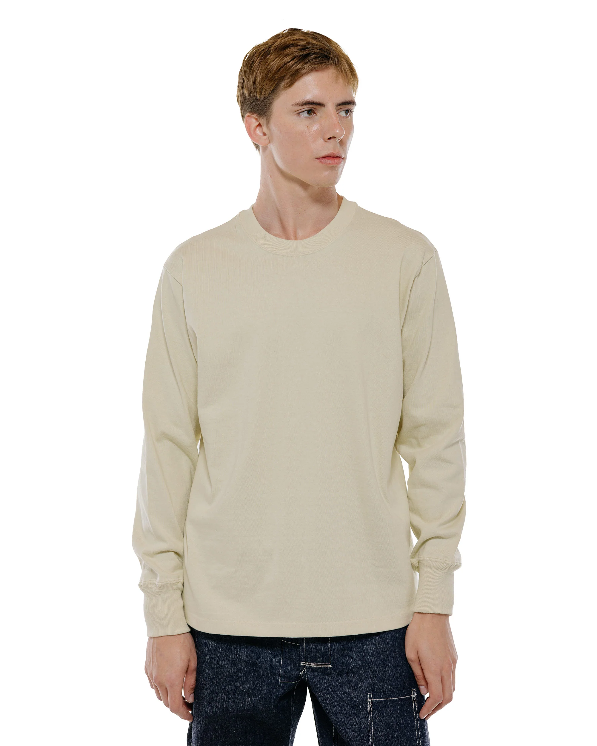 Warehouse Lot. 5914 Long Sleeve Crew Neck T-Shirt Solid Cream - Image 2