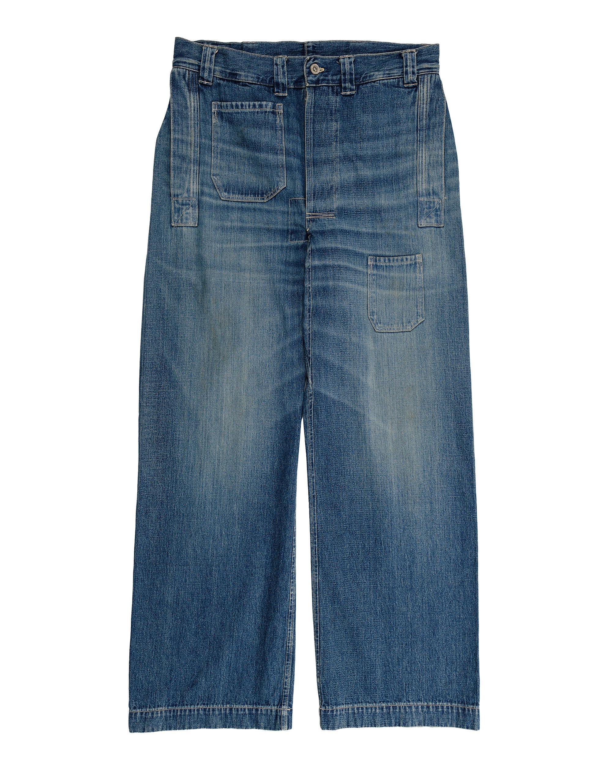 Warehouse Lot. JG-01 1910s Netmaker's Trousers Indigo Denim Used Wash