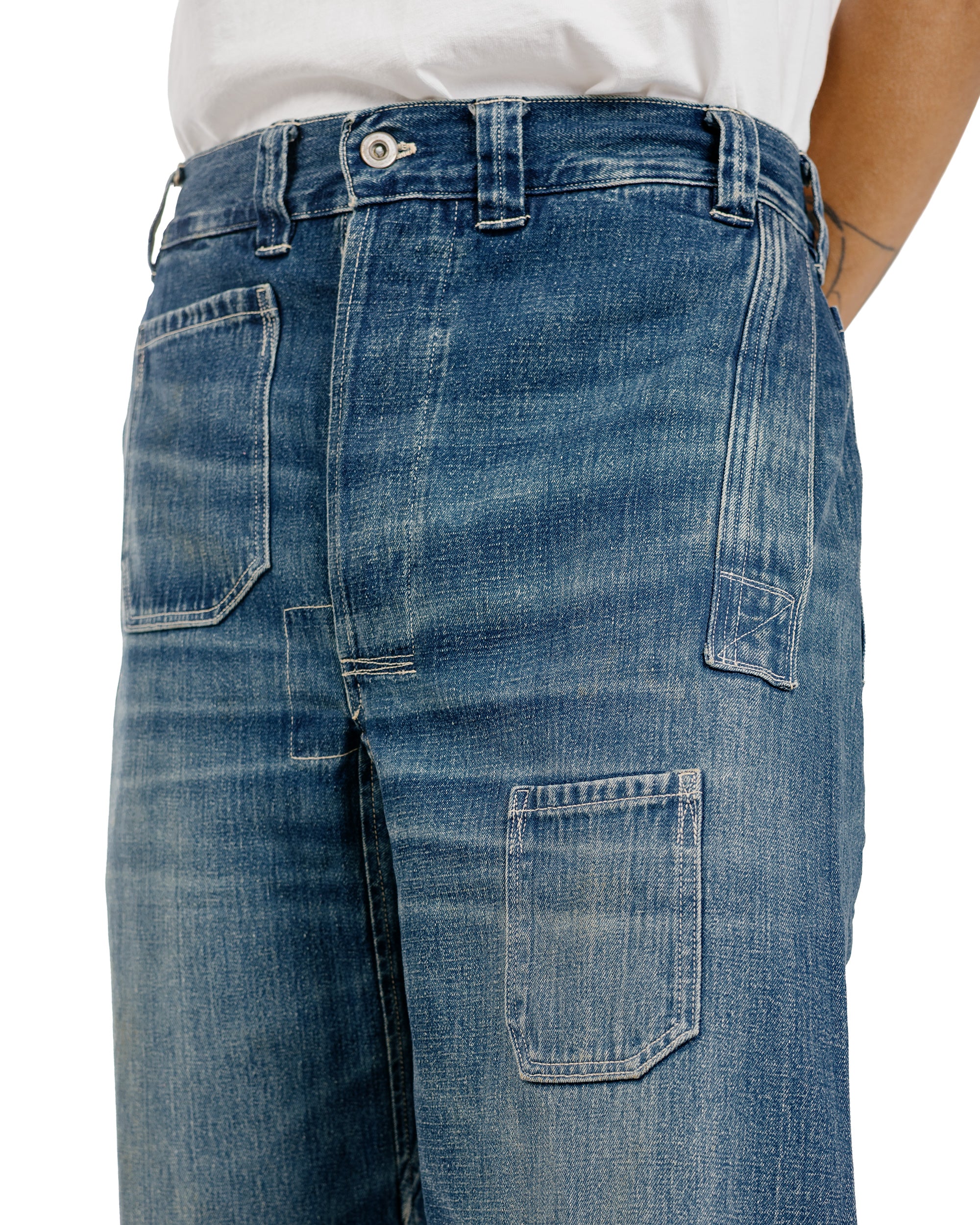Warehouse Lot. JG-01 1910s Netmaker's Trousers Indigo Denim Used Wash - Image 3